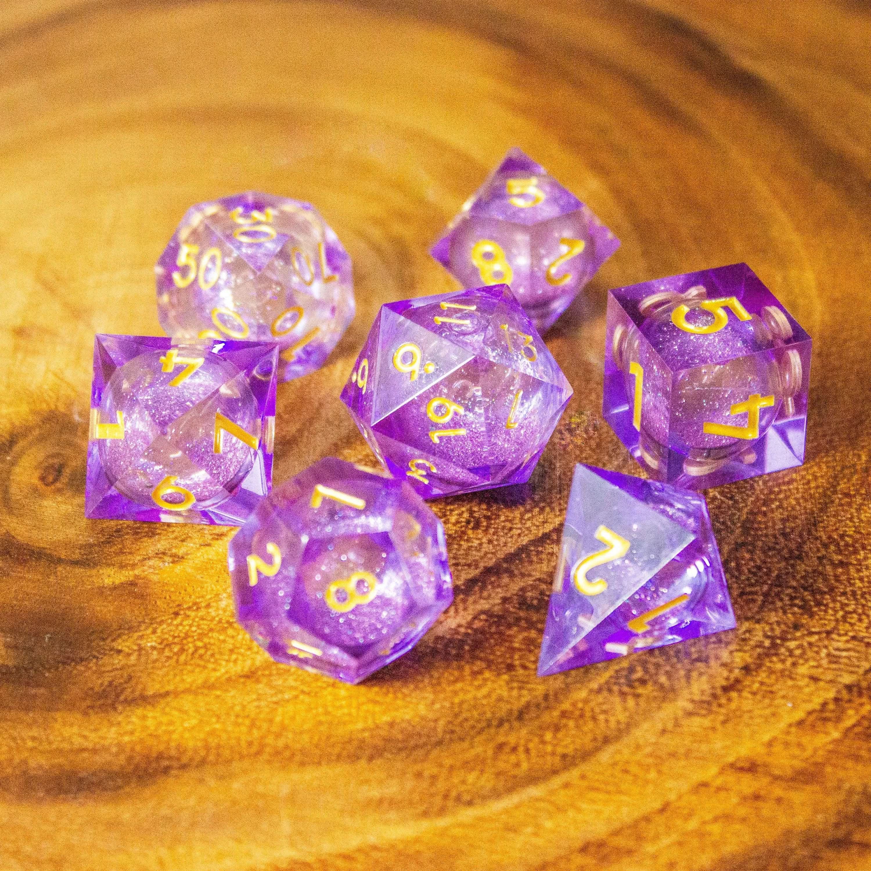 Purple Liquid Core Shimmer Glitter Dice