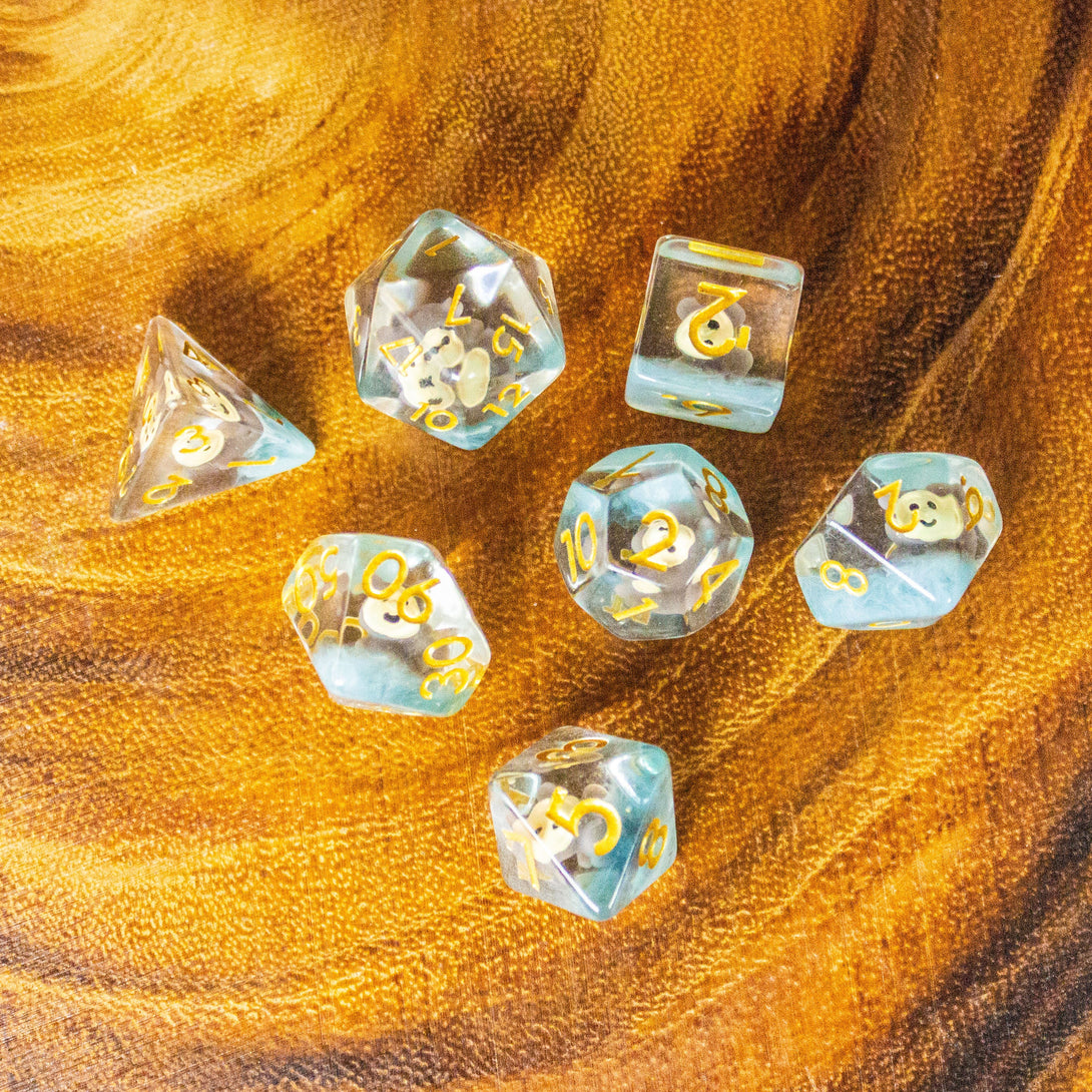 Brown Bear DnD Dice Set| Dungeons and Dragons Transparent See through Dice (7) | Polyhedral Dice - MysteryDiceGoblins