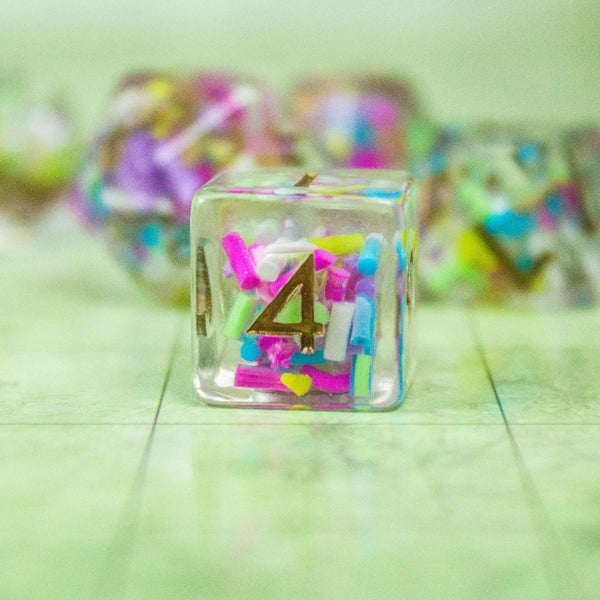 Funfetti DnD Dice Set| Dungeons and Dragons Transparent See through Dice (7) | Polyhedral Dice - MysteryDiceGoblins