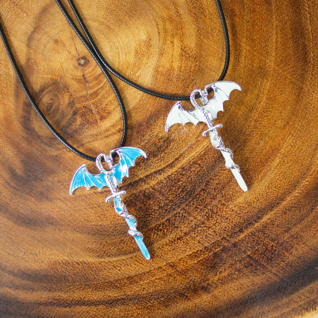 D&D Dragon Sword Necklace Dnd Glow in the dark! With a unique dragon design with adjustable clasp. Perfect Dungeons and Dragons Gift - MysteryDiceGoblins