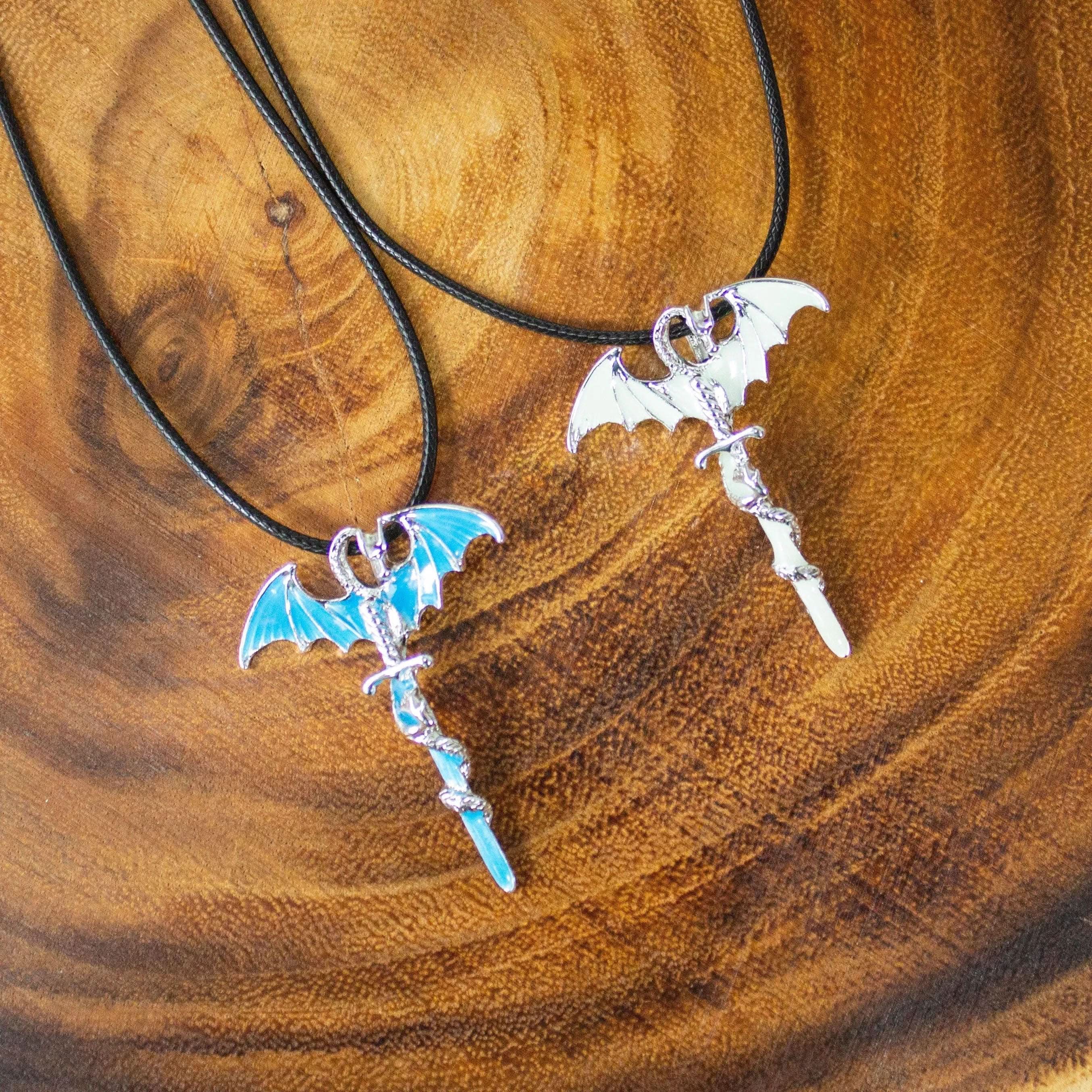 D&D Dragon Sword Necklace TTRPG  Glow in the dark! With a unique dragon design with adjustable clasp. Perfect    Gift - MysteryDiceGoblins