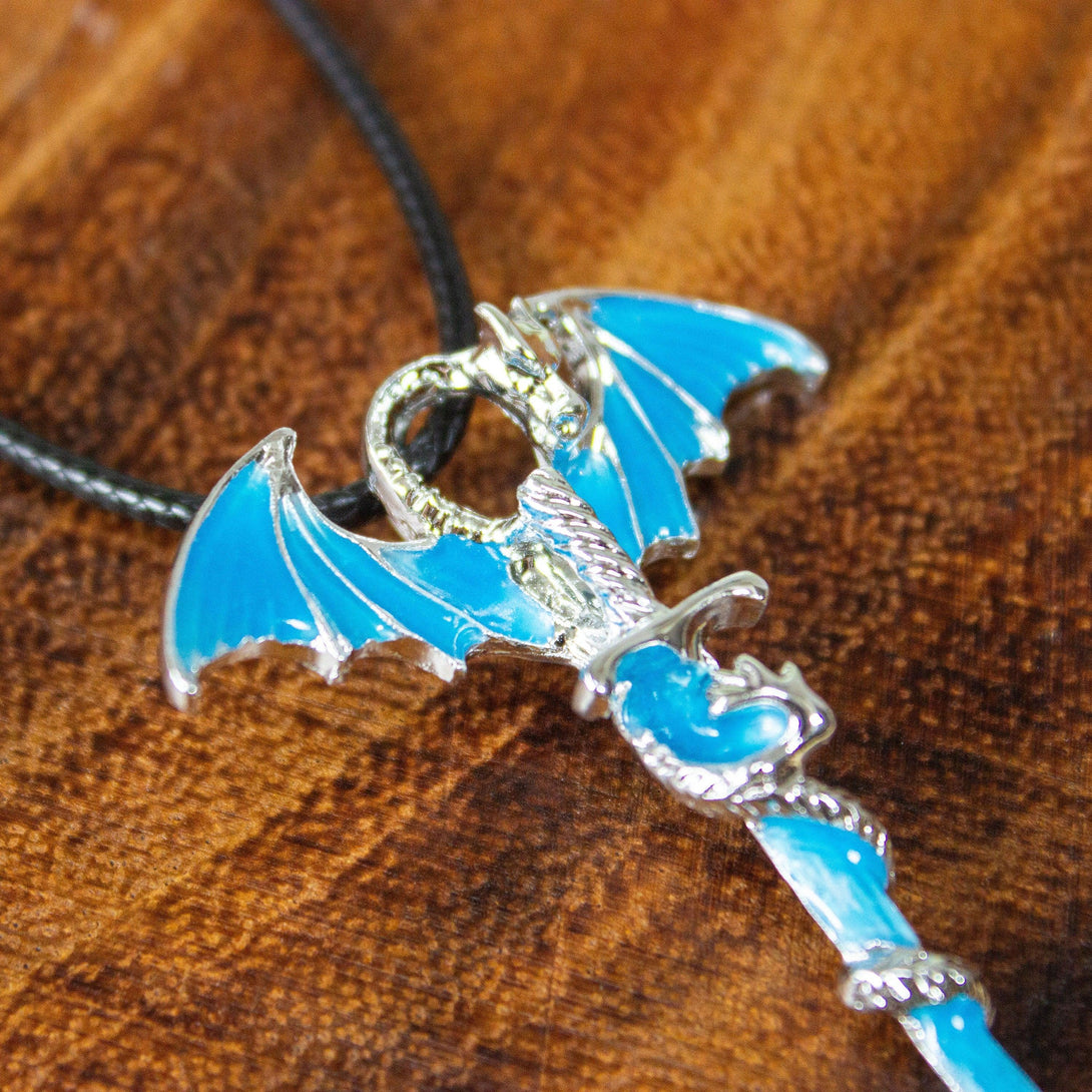 D&D Dragon Sword Necklace Dnd Glow in the dark! With a unique dragon design with adjustable clasp. Perfect Dungeons and Dragons Gift - MysteryDiceGoblins