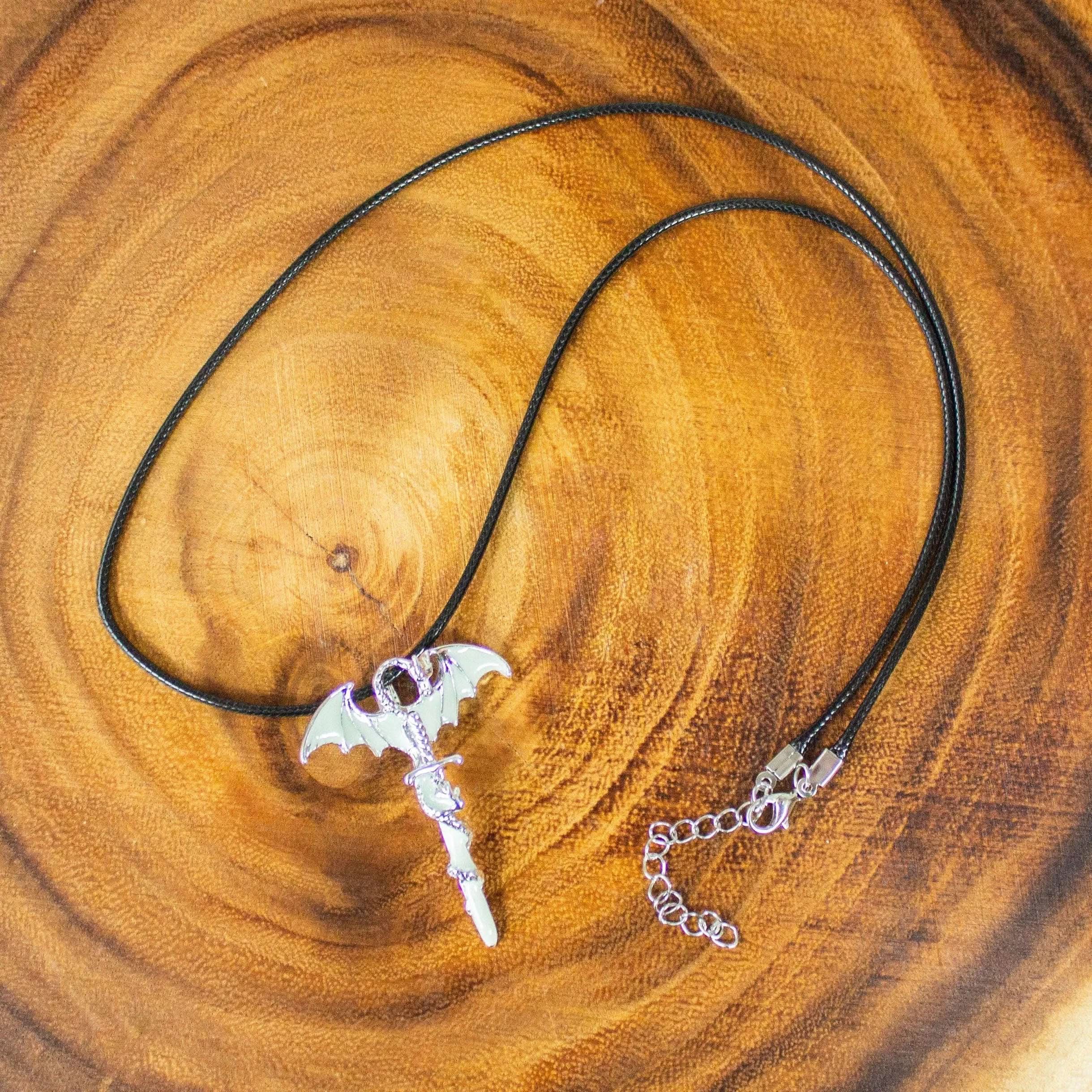 D&D Dragon Sword Necklace TTRPG  Glow in the dark! With a unique dragon design with adjustable clasp. Perfect    Gift - MysteryDiceGoblins