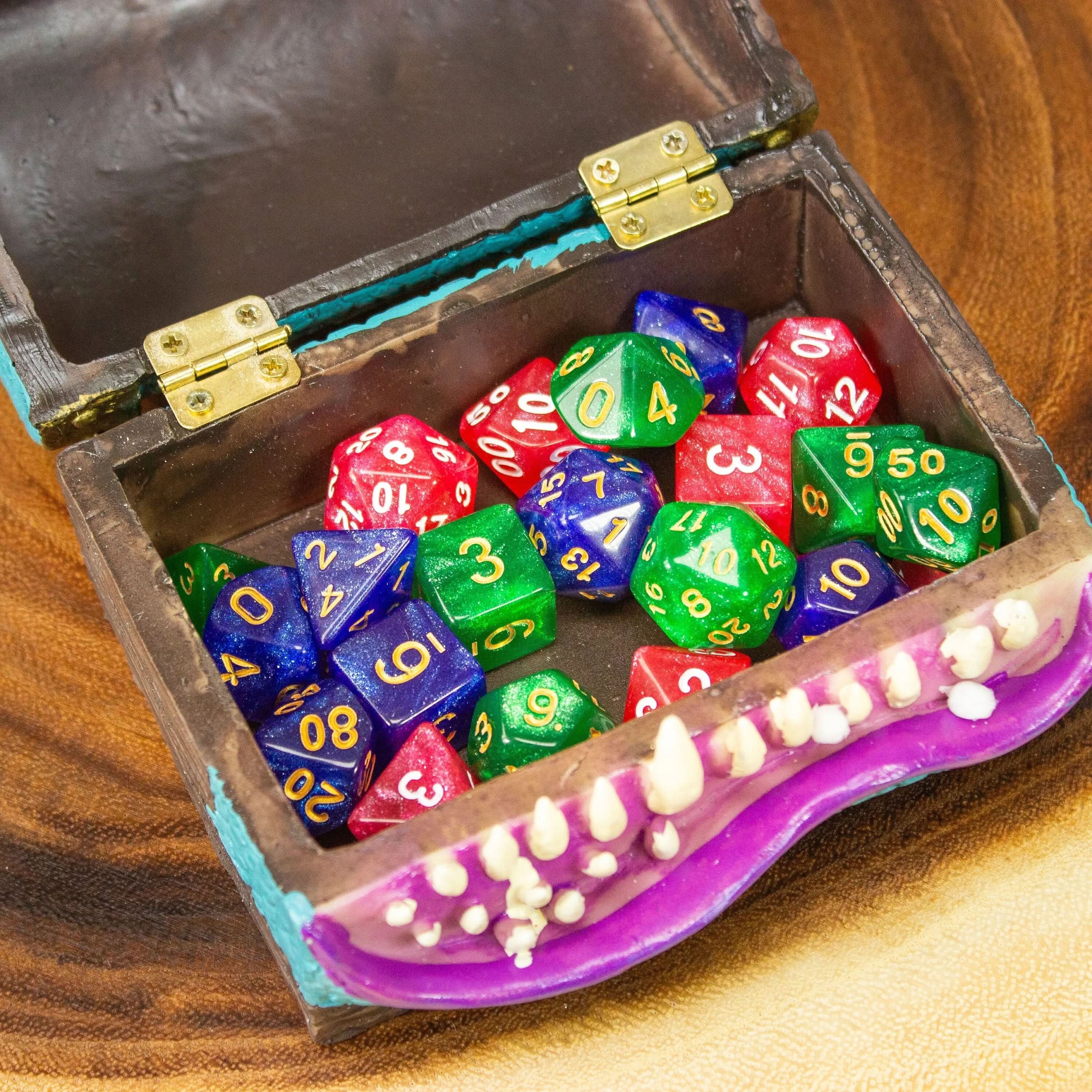 Mimic Dice Chest Multi Colored Container Monster Box Funny Gift TTRPG     - MysteryDiceGoblins