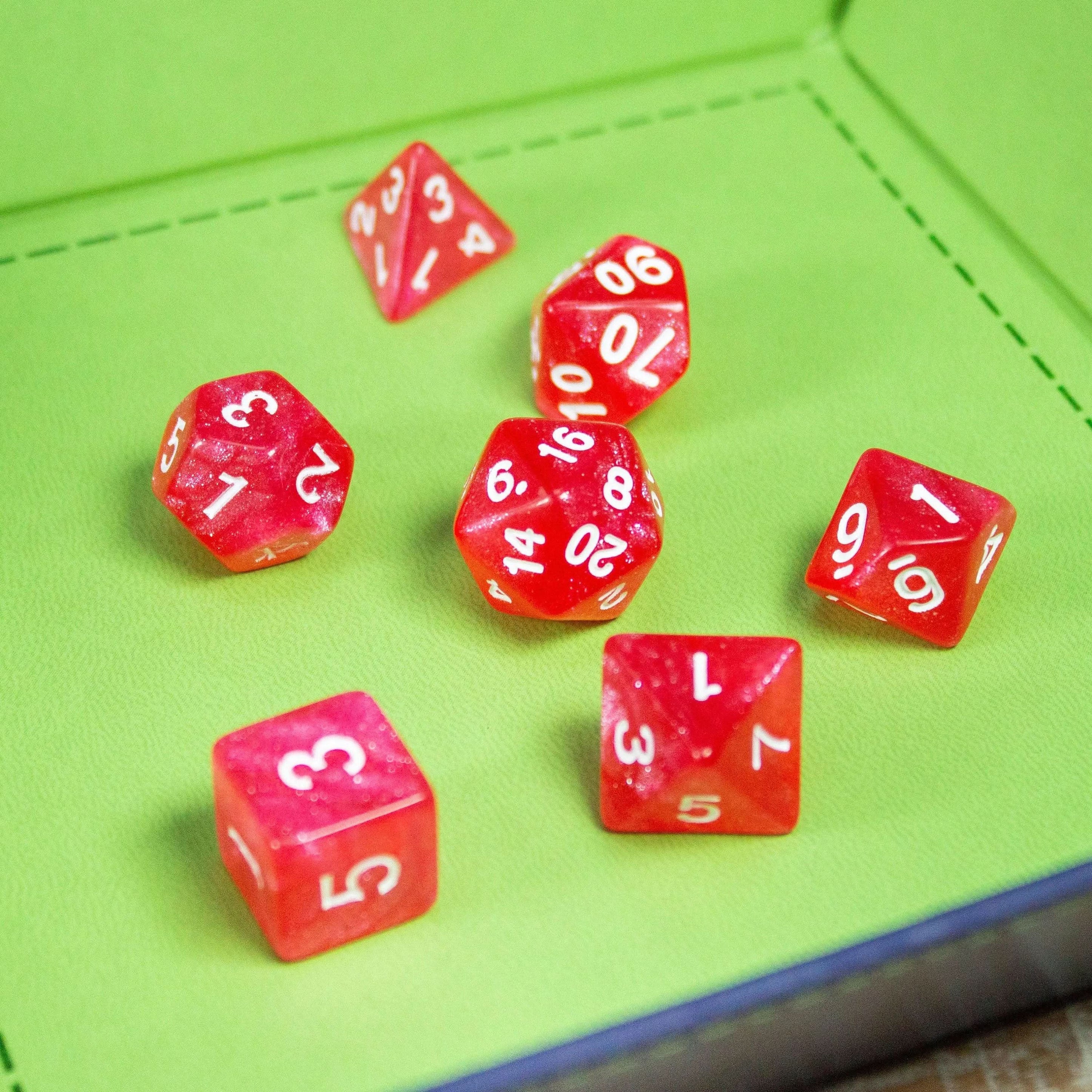 Pink Orchid Shimmer Dice With White Numbers TTRPG  Dice, roll with sophistication with these blue polyhedral dice - MysteryDiceGoblins