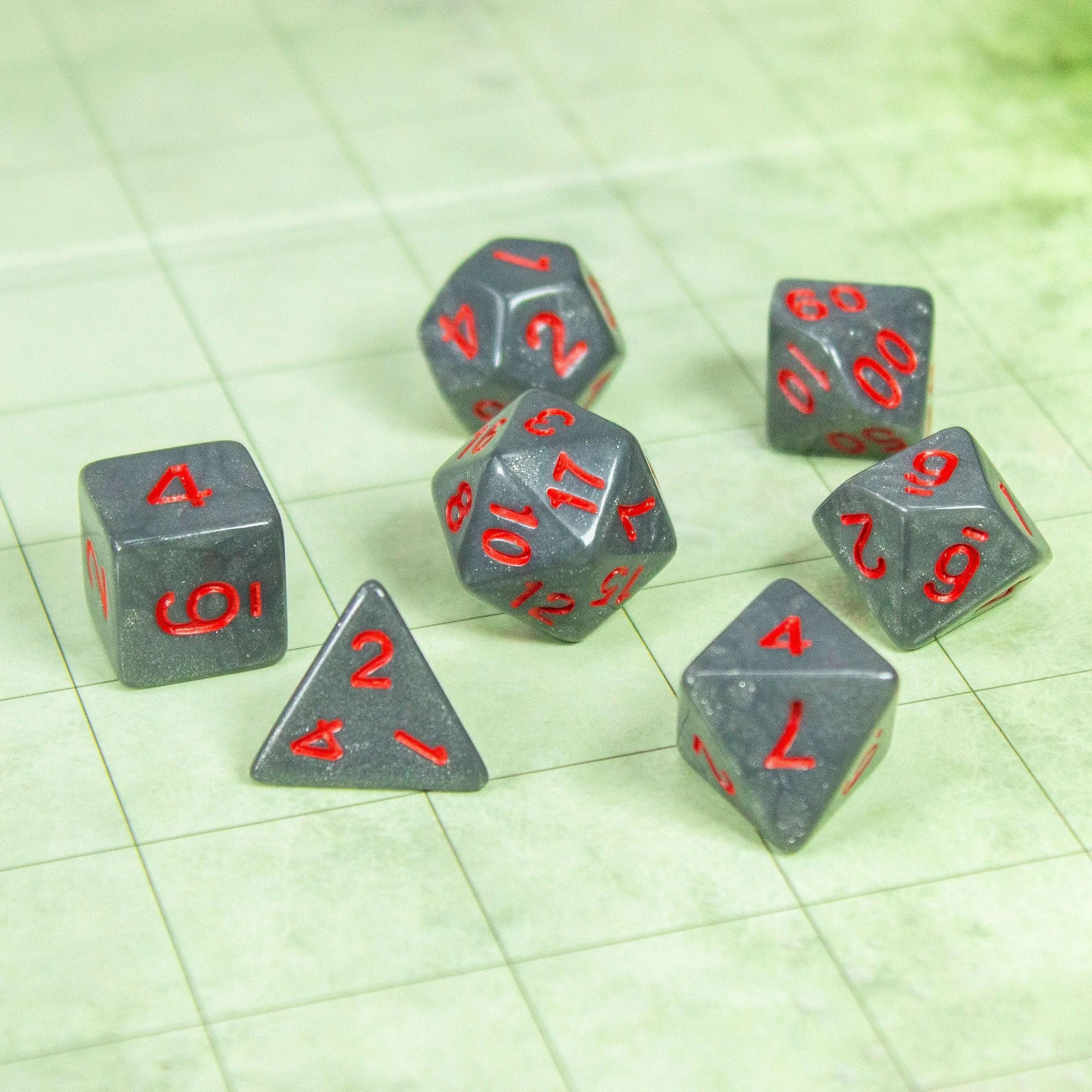 Grey Dice with Red Numbers