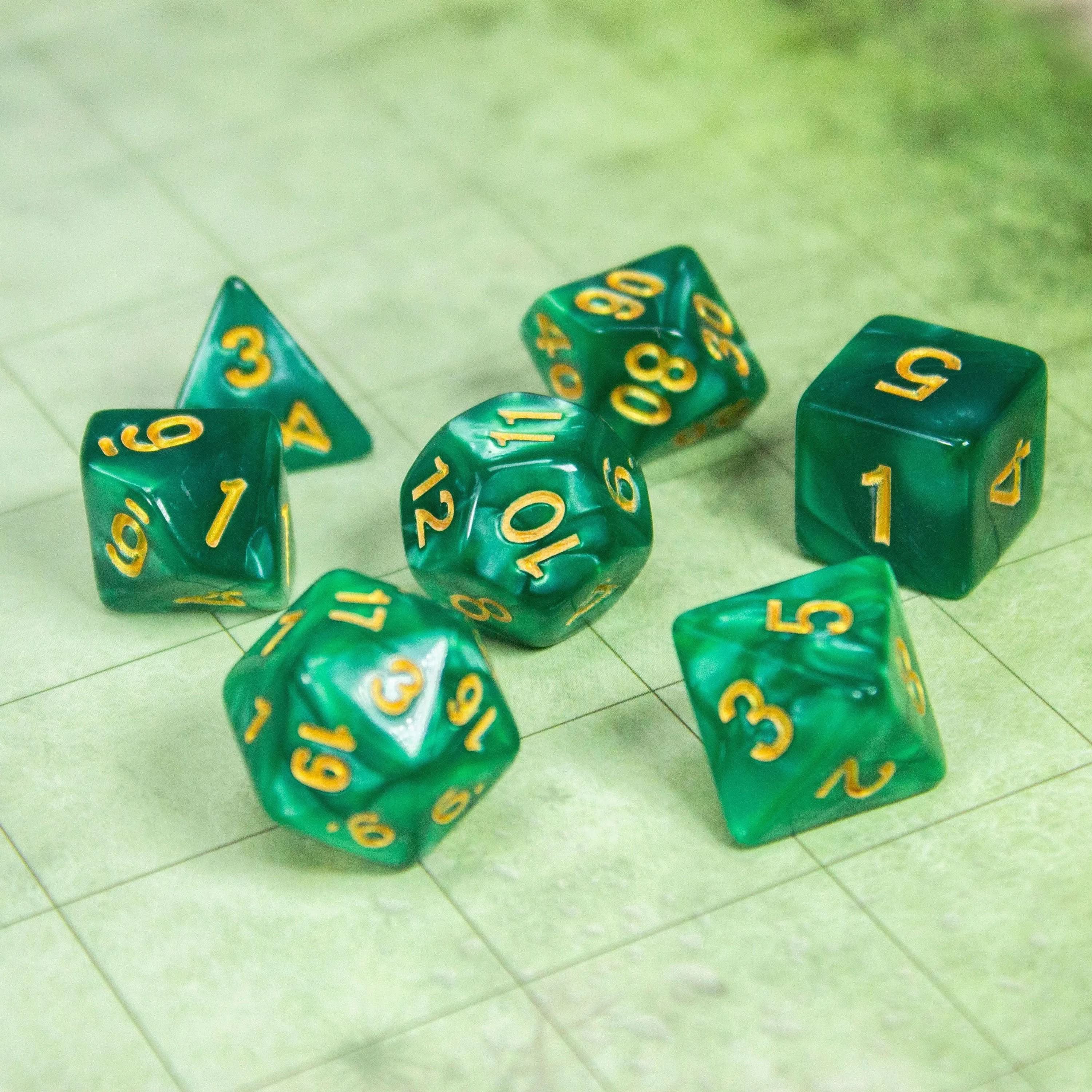 Pearl Peacock Green Dice Set