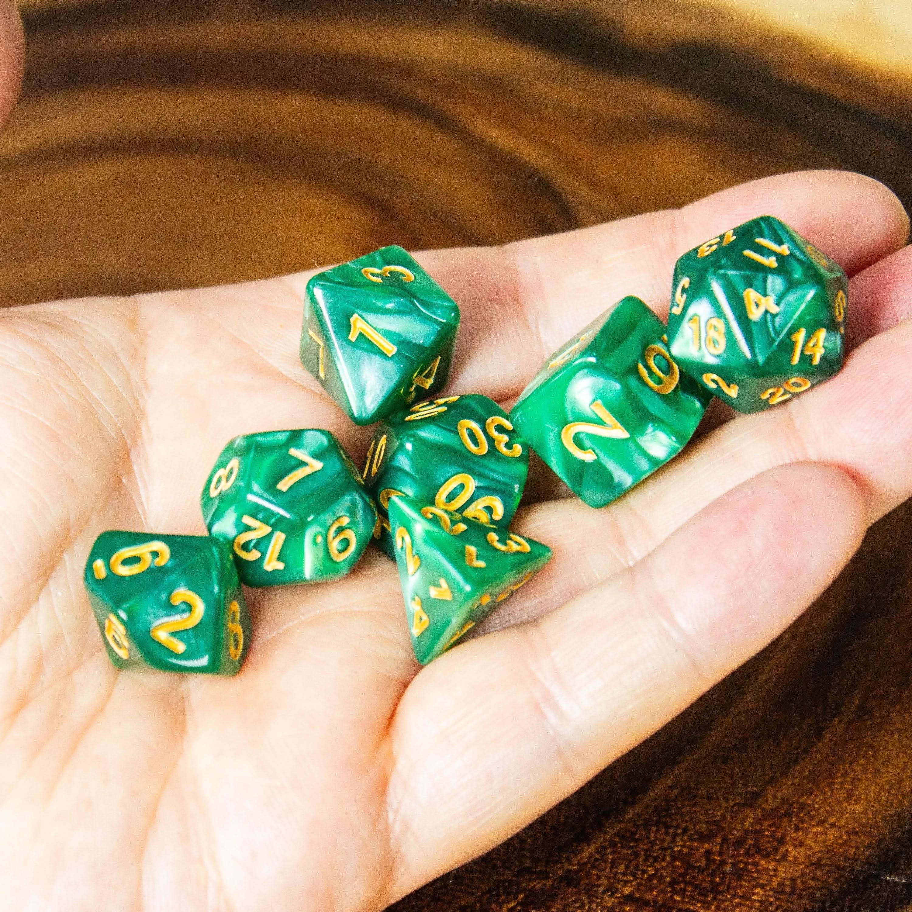 Pearl Peacock Green Dice Set