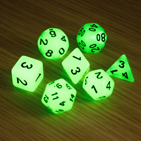 Mystery Glow In The Dark Dice! Full Set of RPG dnd Dice Dungeons and Dragons Yellow Green Bliue Purple Orange - MysteryDiceGoblins