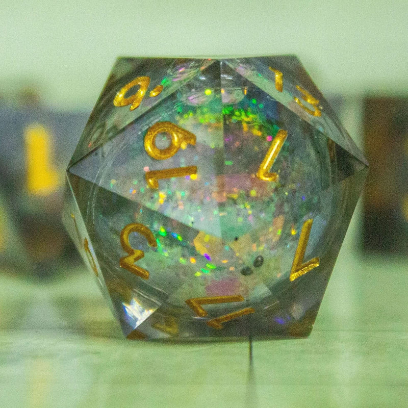 Black Liquid Core Shimmer Dice with Gold Numbering