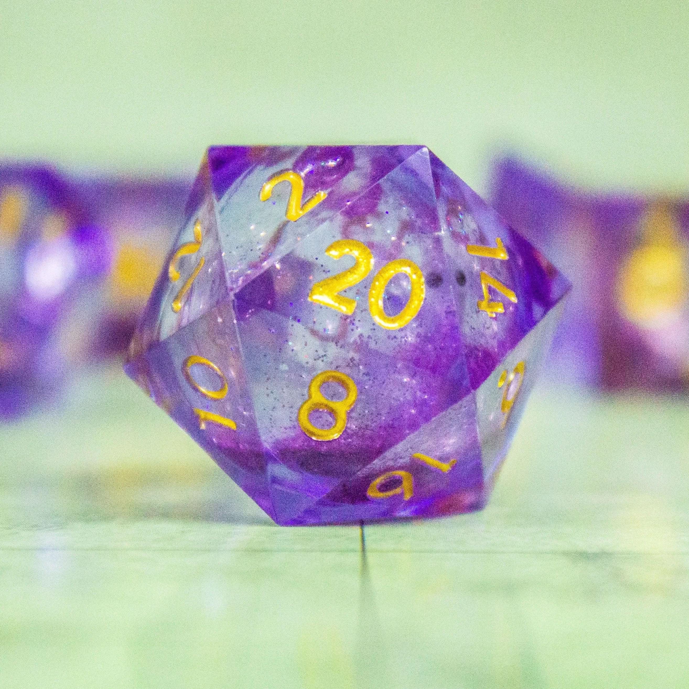 Purple Liquid Core Shimmer Glitter Dice
