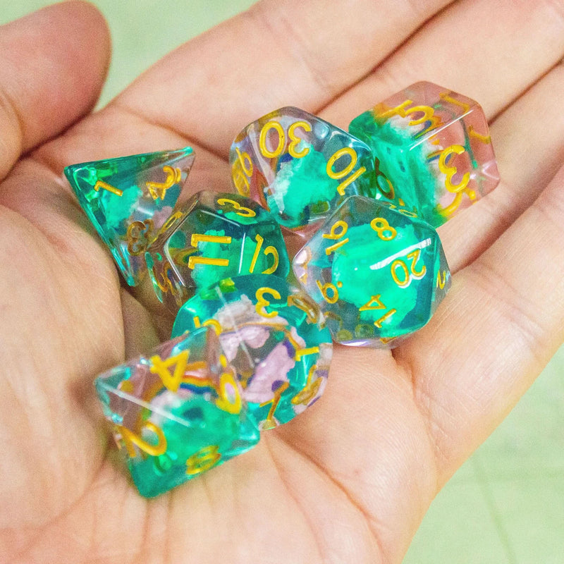 Rainbow Green Dice Set