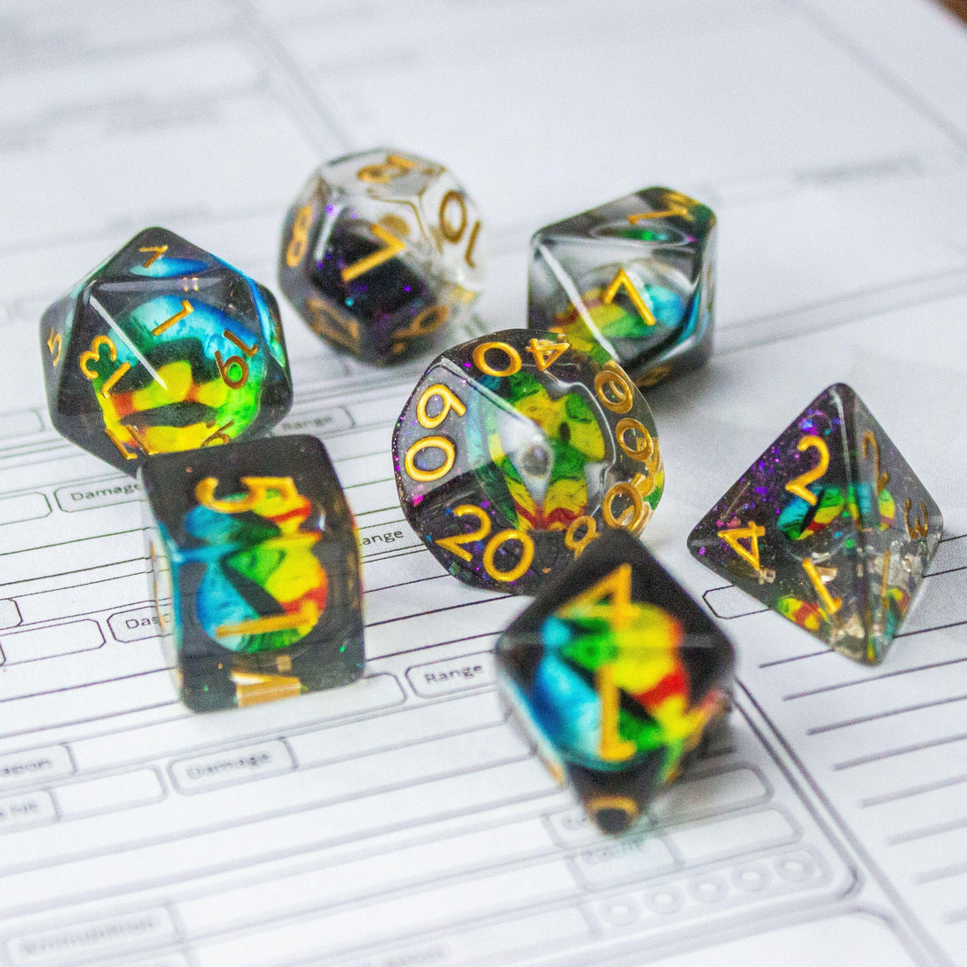 Two Tone Snake Eyes DnD Dice, perfect for those Sorcerers who dare to roll the dice in serpentine style! - MysteryDiceGoblins