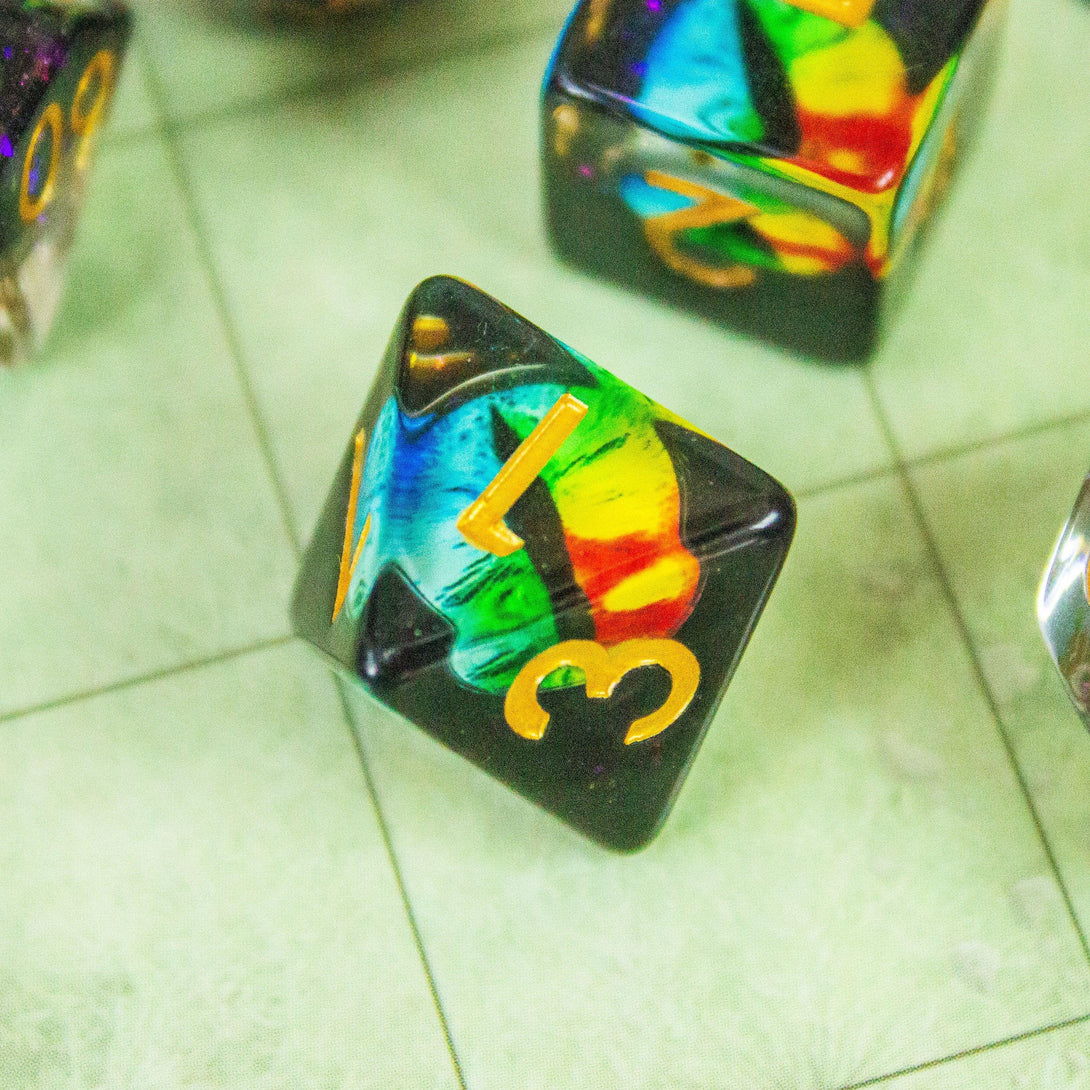 Two Tone Snake Eyes DnD Dice, perfect for those Sorcerers who dare to roll the dice in serpentine style! - MysteryDiceGoblins