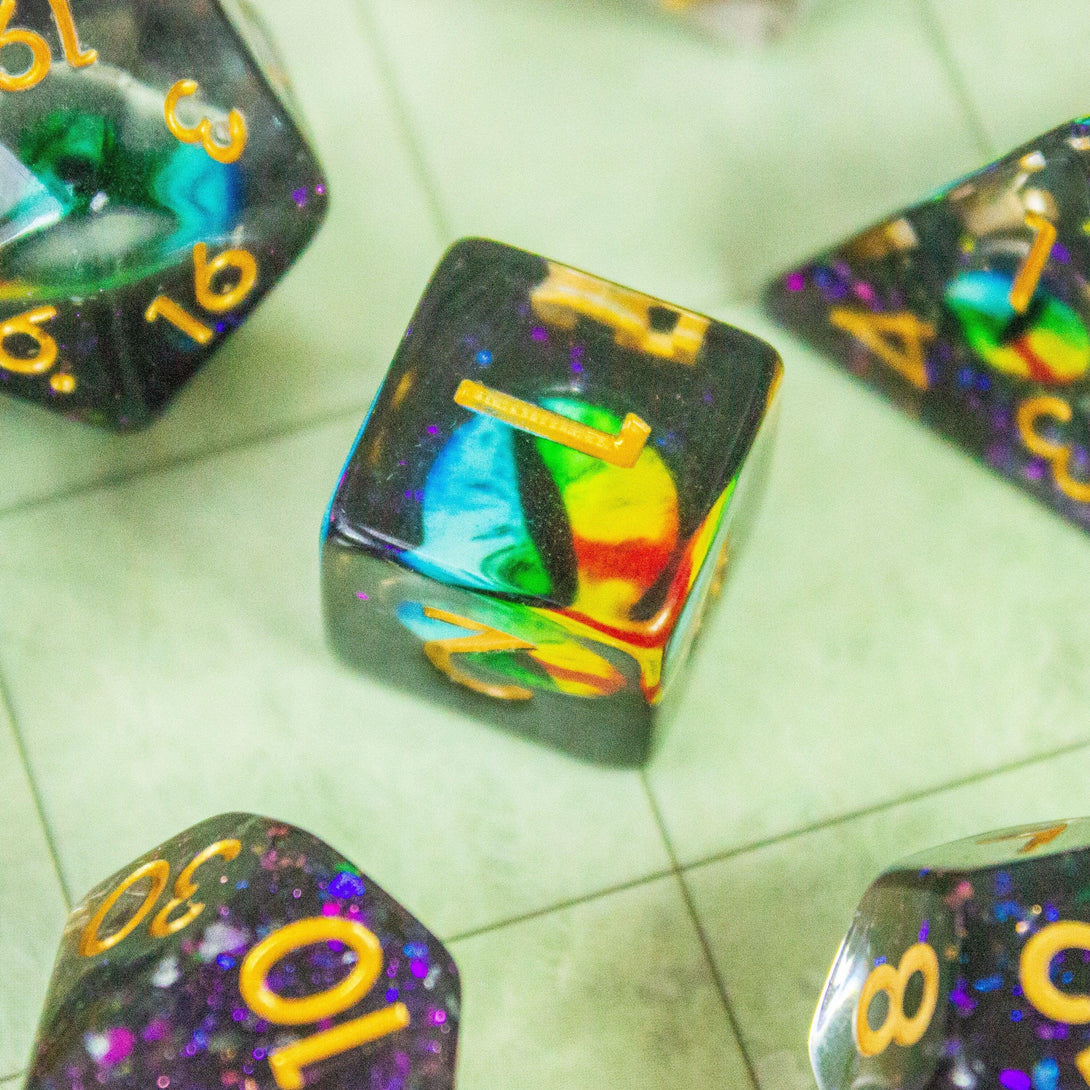 Two Tone Snake Eyes DnD Dice, perfect for those Sorcerers who dare to roll the dice in serpentine style! - MysteryDiceGoblins