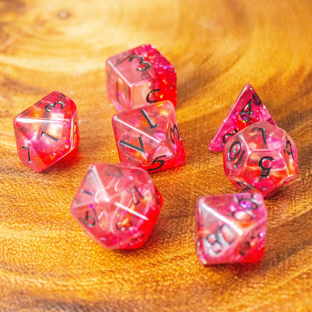 Red Evil Eye DnD dice | Dungeons and Dragons Evil Eye Dice (7) | Polyhedral Evil Dice - MysteryDiceGoblins