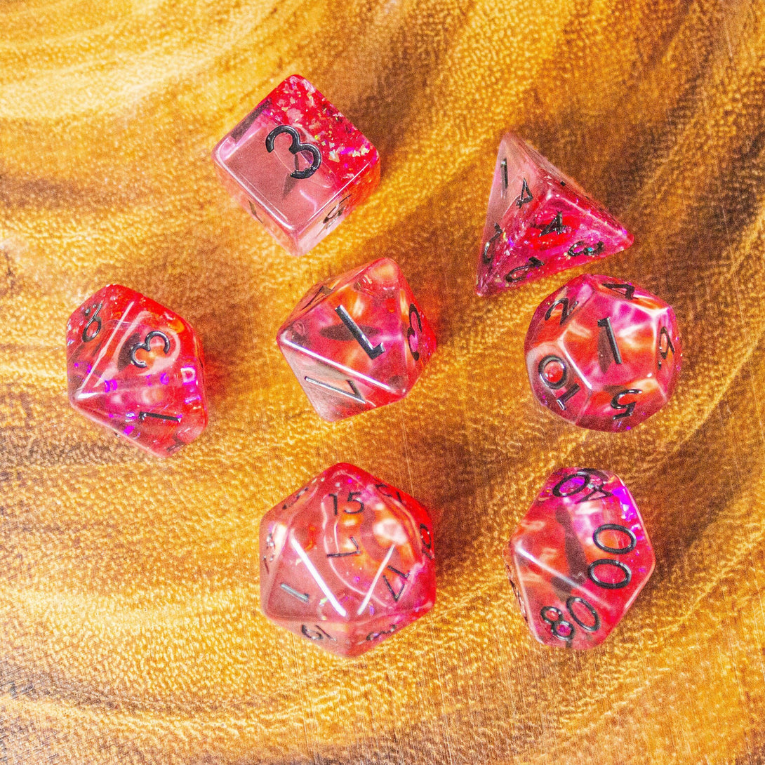 Red Evil Eye DnD dice | Dungeons and Dragons Evil Eye Dice (7) | Polyhedral Evil Dice - MysteryDiceGoblins