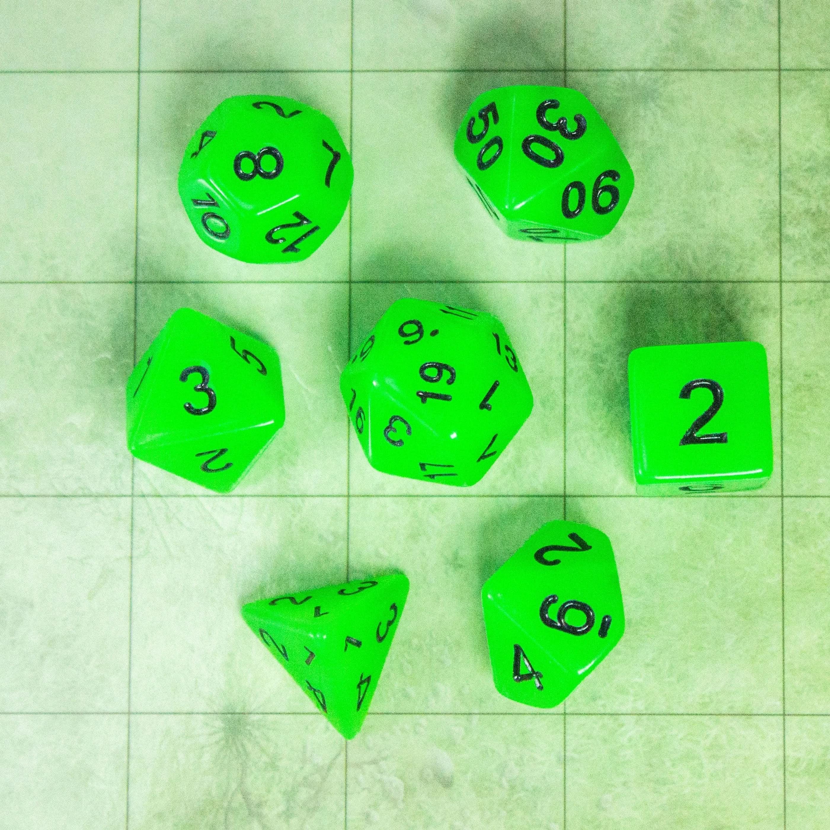 Green Glow In The Dark Dice