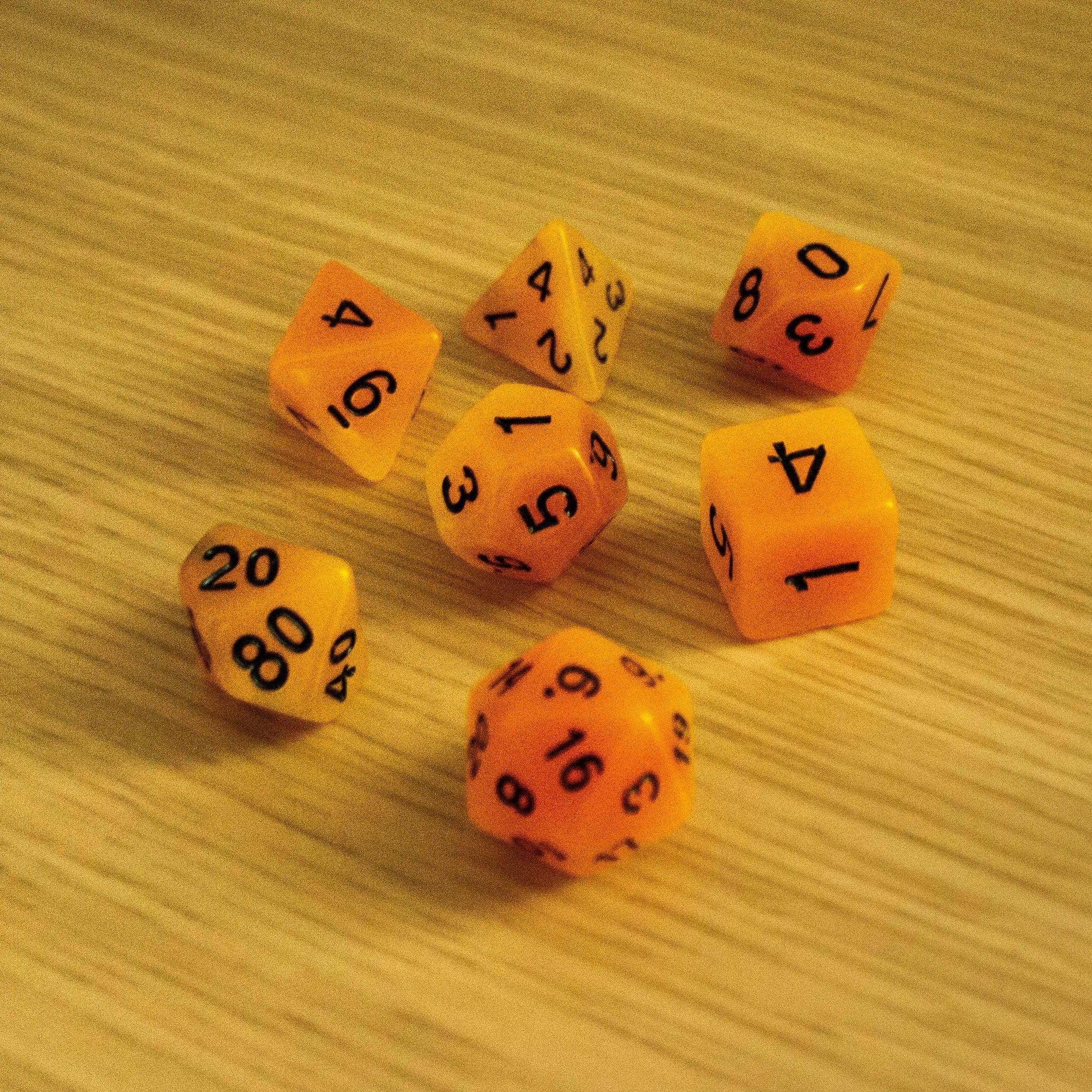 Orange Glow In The Dark Dice