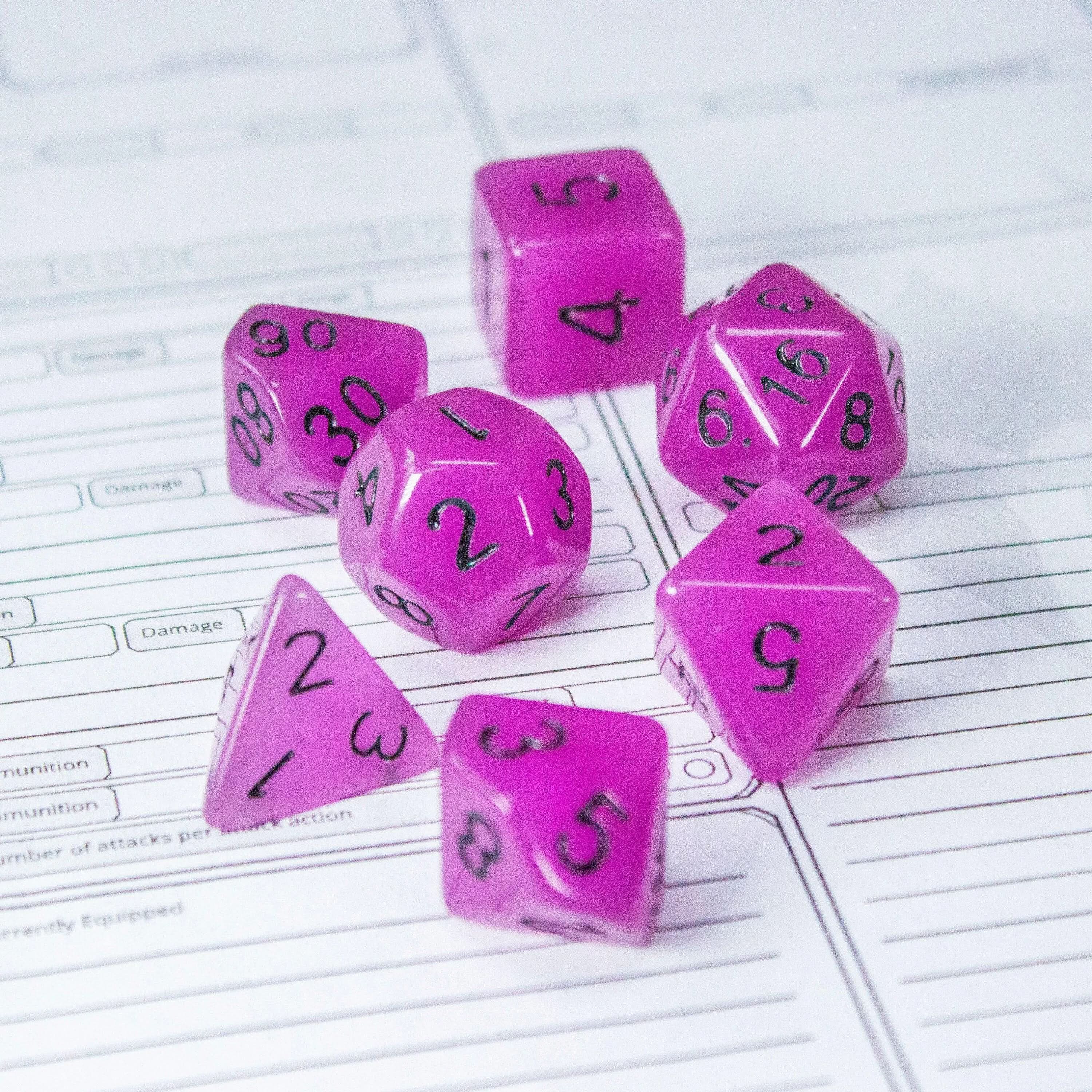 Purple Glow In The Dark Dice