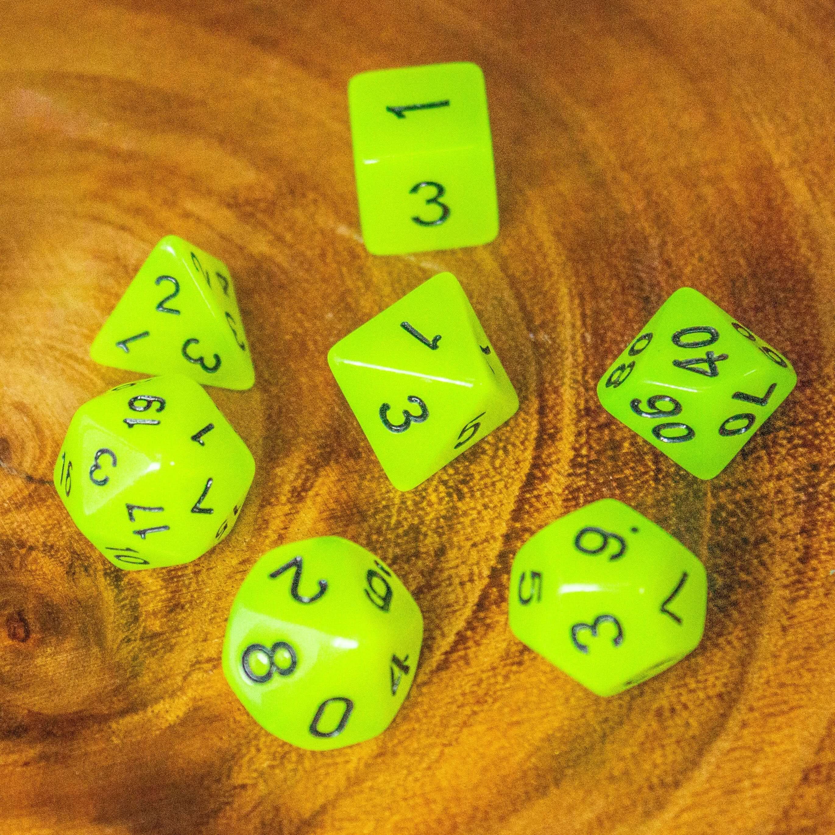 Yellow Glow In The Dark Dice