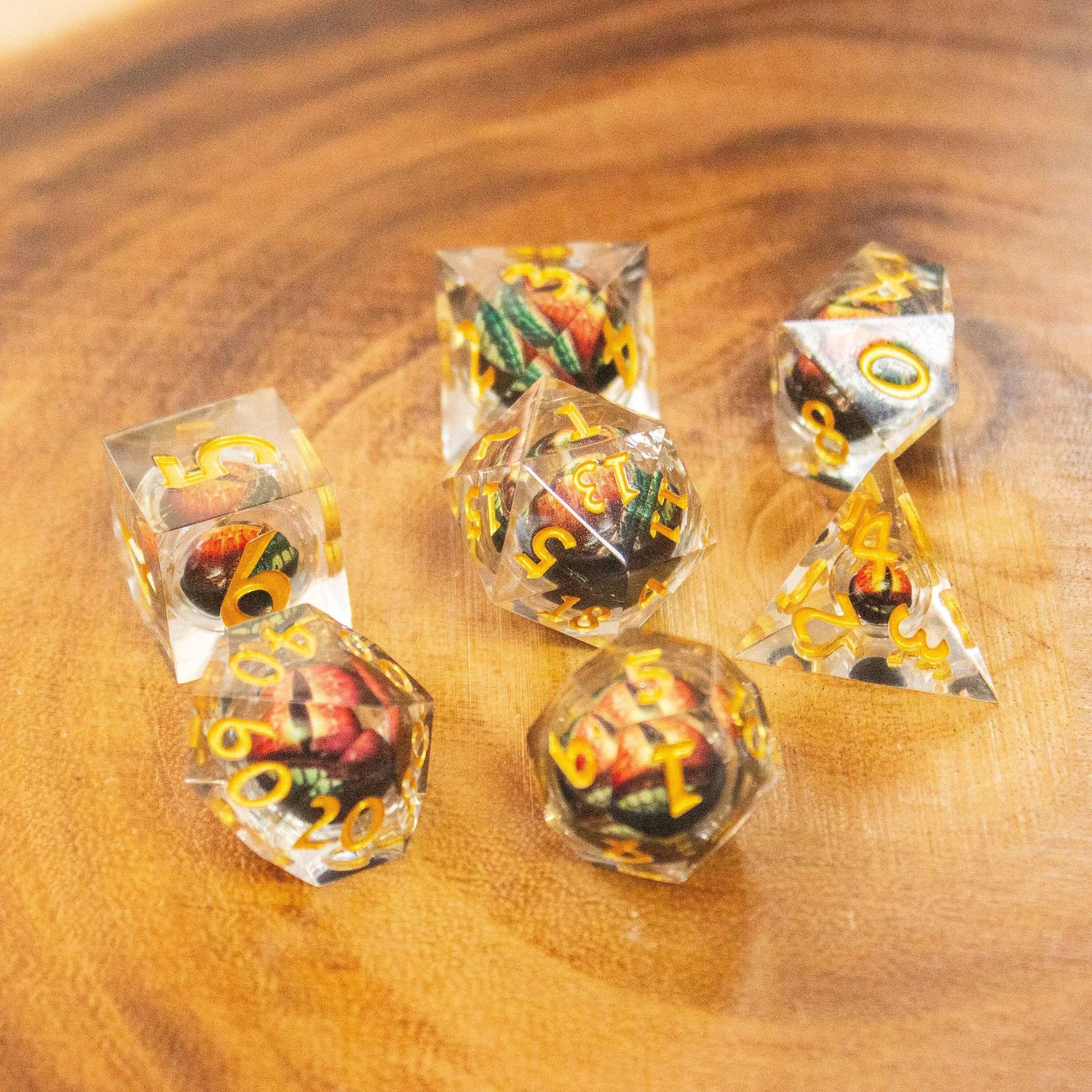 Liquid Core Orange Dragon Eye Dice