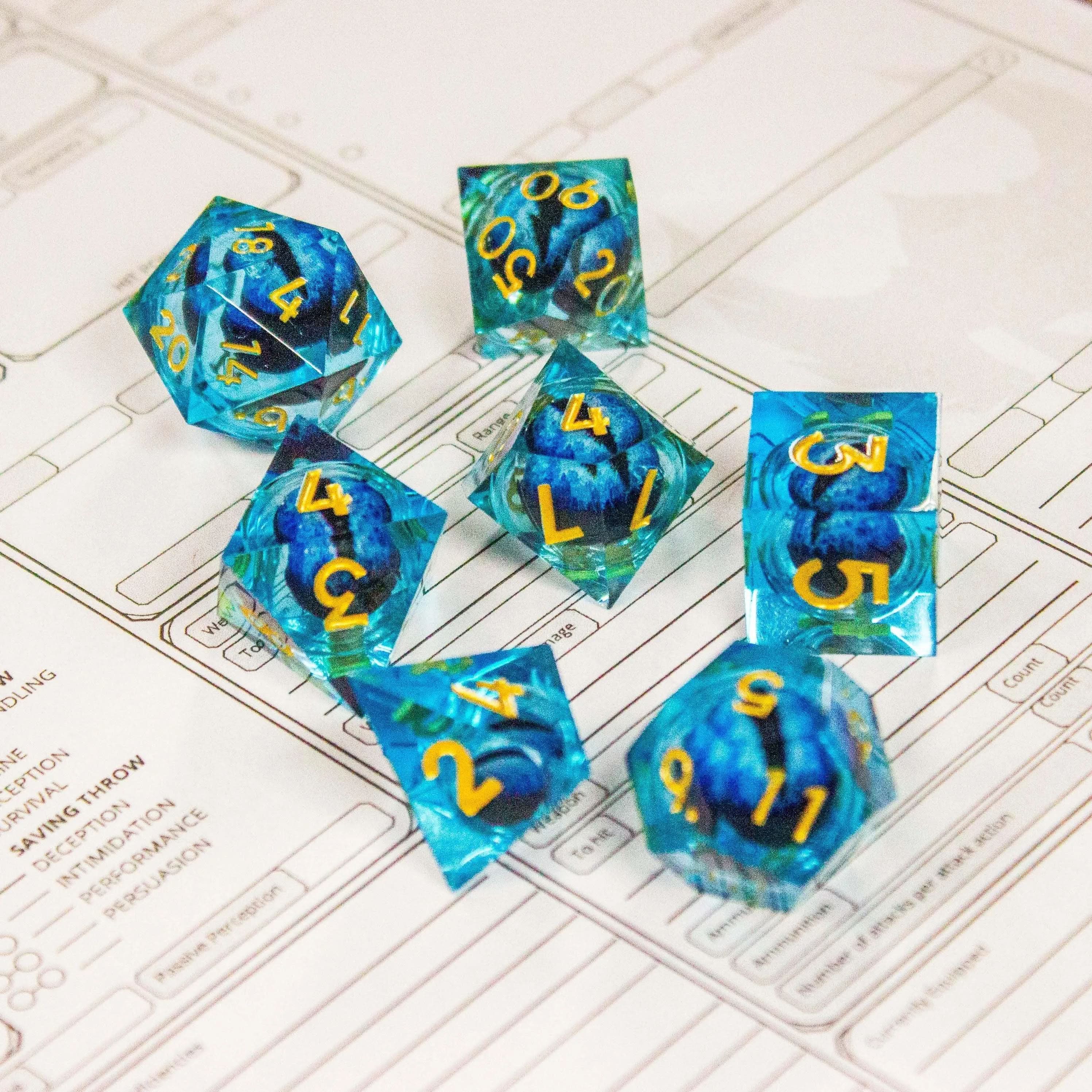 Liquid Core Blue Snake Eye Dice