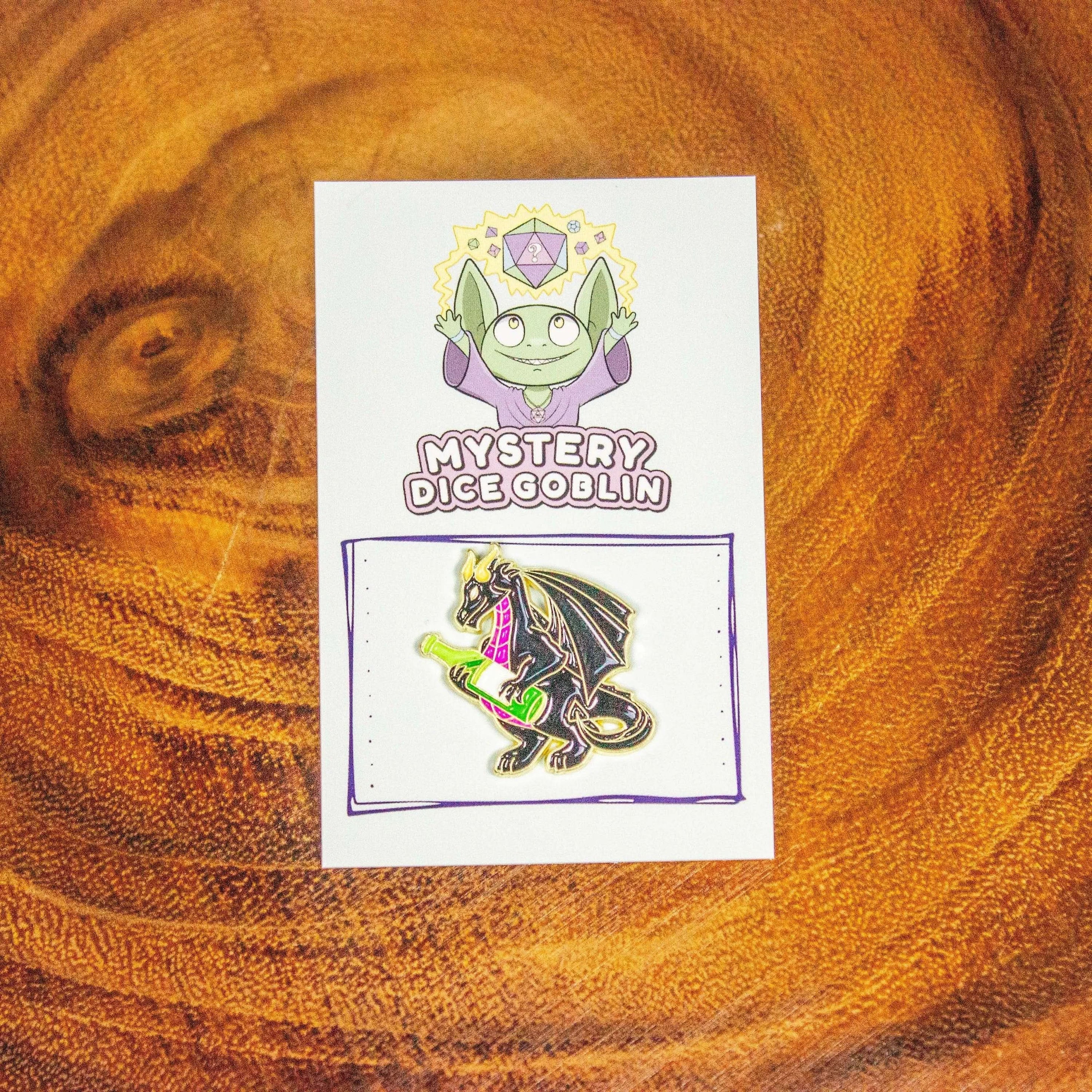 TTRPG  Enamel Pin Wine Dragon Pin TTRPG  Pin Badge | Brooch    White and Black Monster D&D Gift - MysteryDiceGoblins