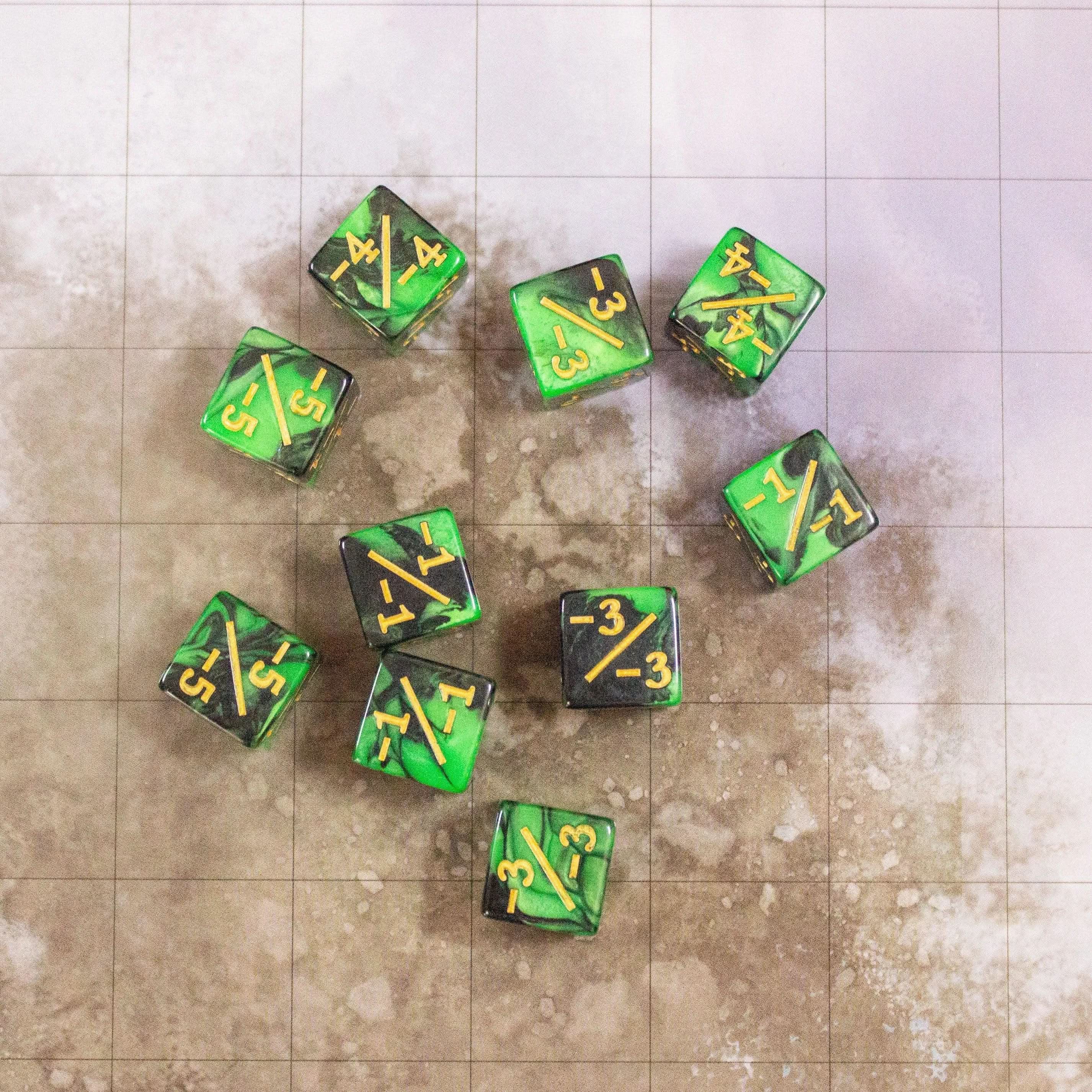 Green and Black Galaxy Counter Dice