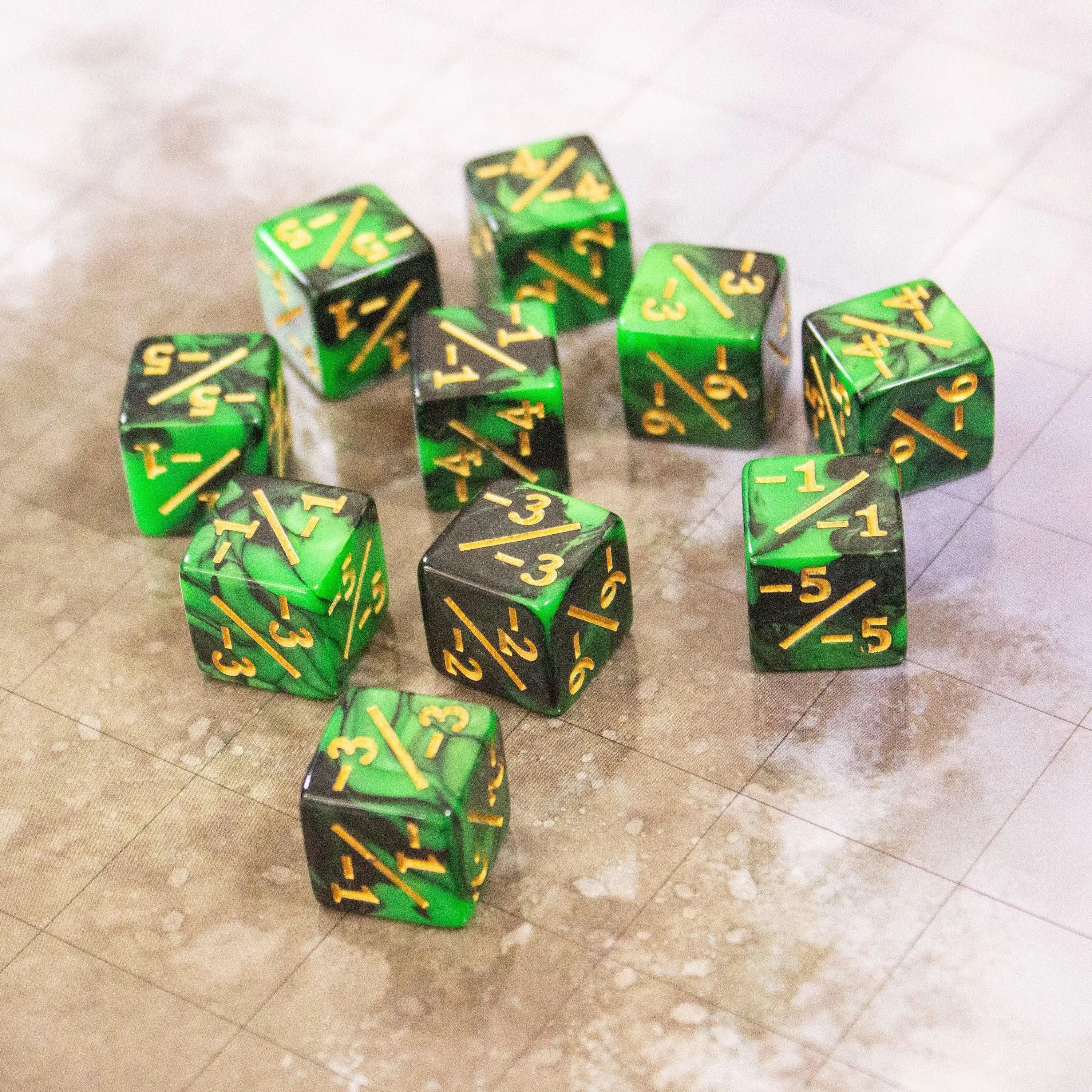 Green and Black Galaxy Counter Dice