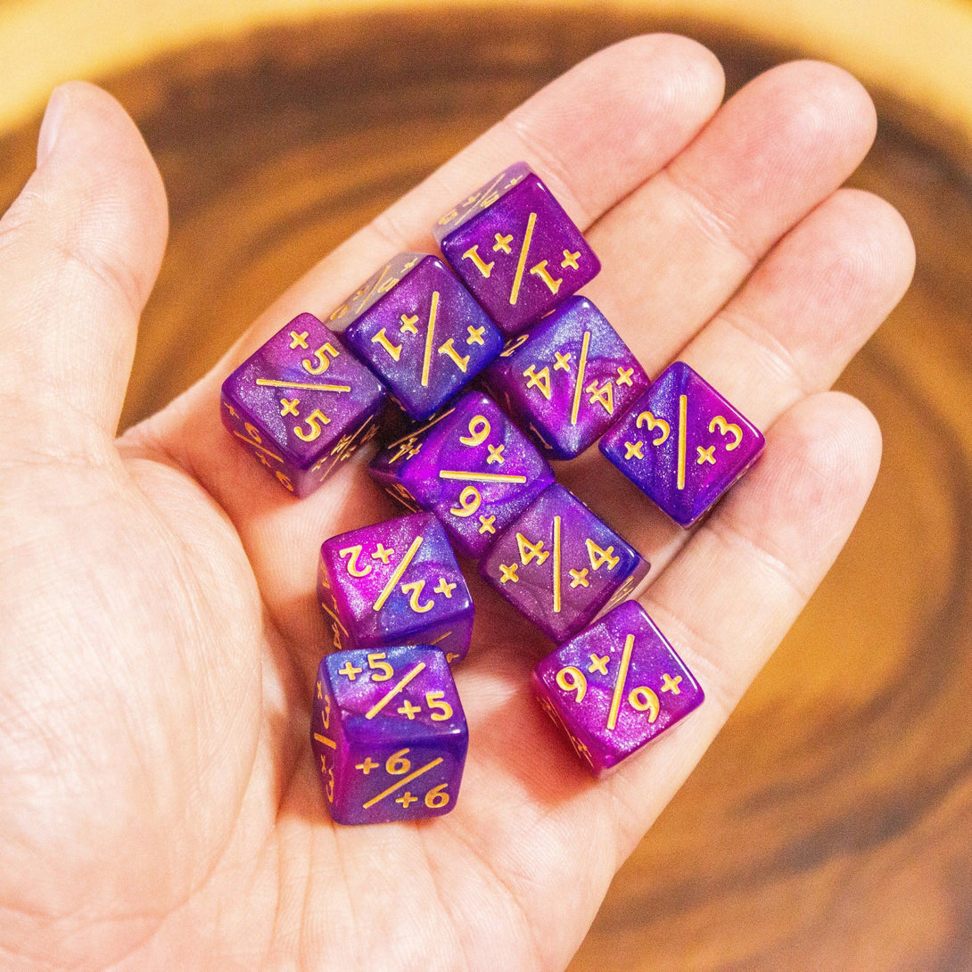 Pink and Purple Galaxy Counter Dice! TCG Magic Counter +- Dice Magic Of The Gathering - MysteryDiceGoblins