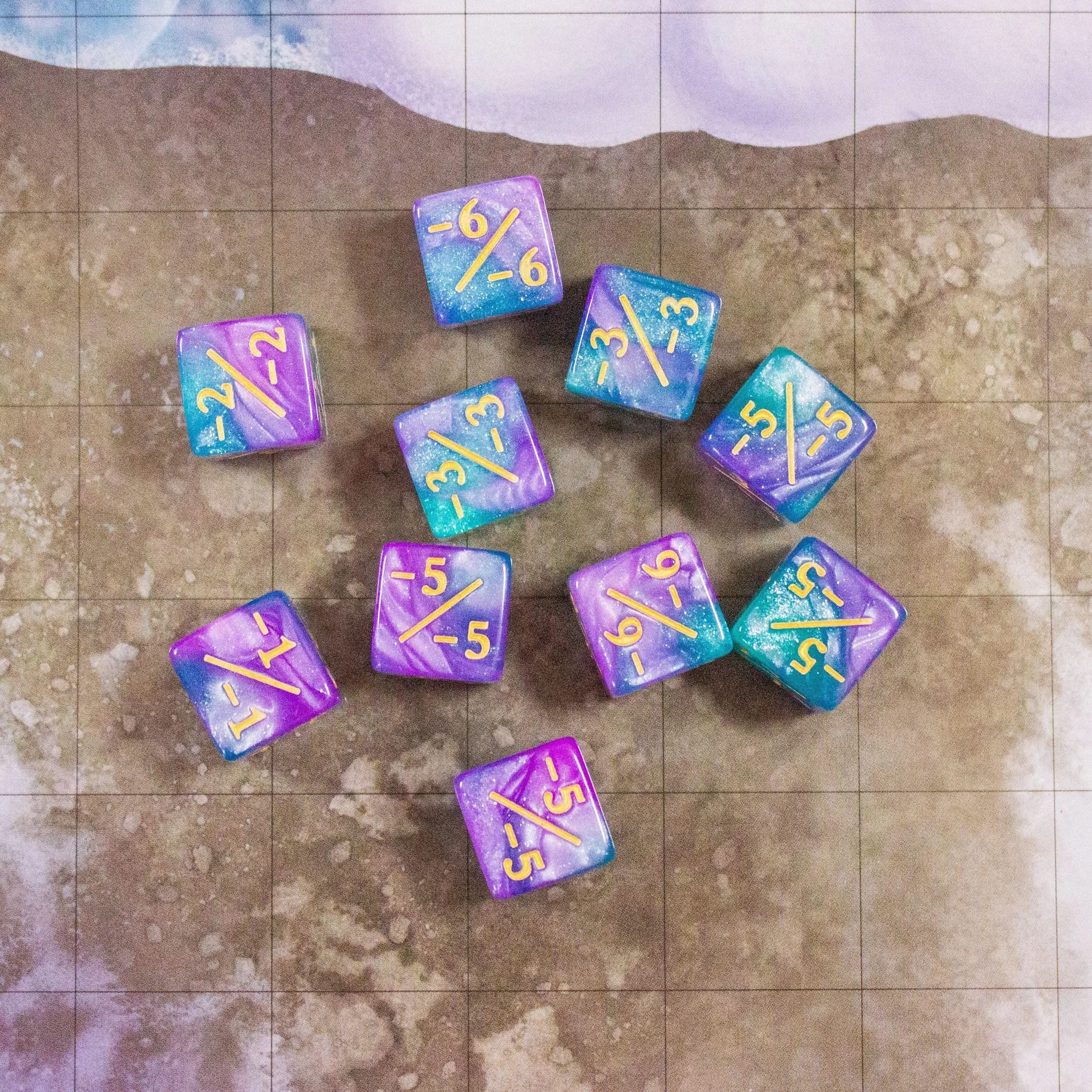 Purple and Green Galaxy Counter Dice! TCG Magic Counter +- Dice Magic Of The Gathering - MysteryDiceGoblins