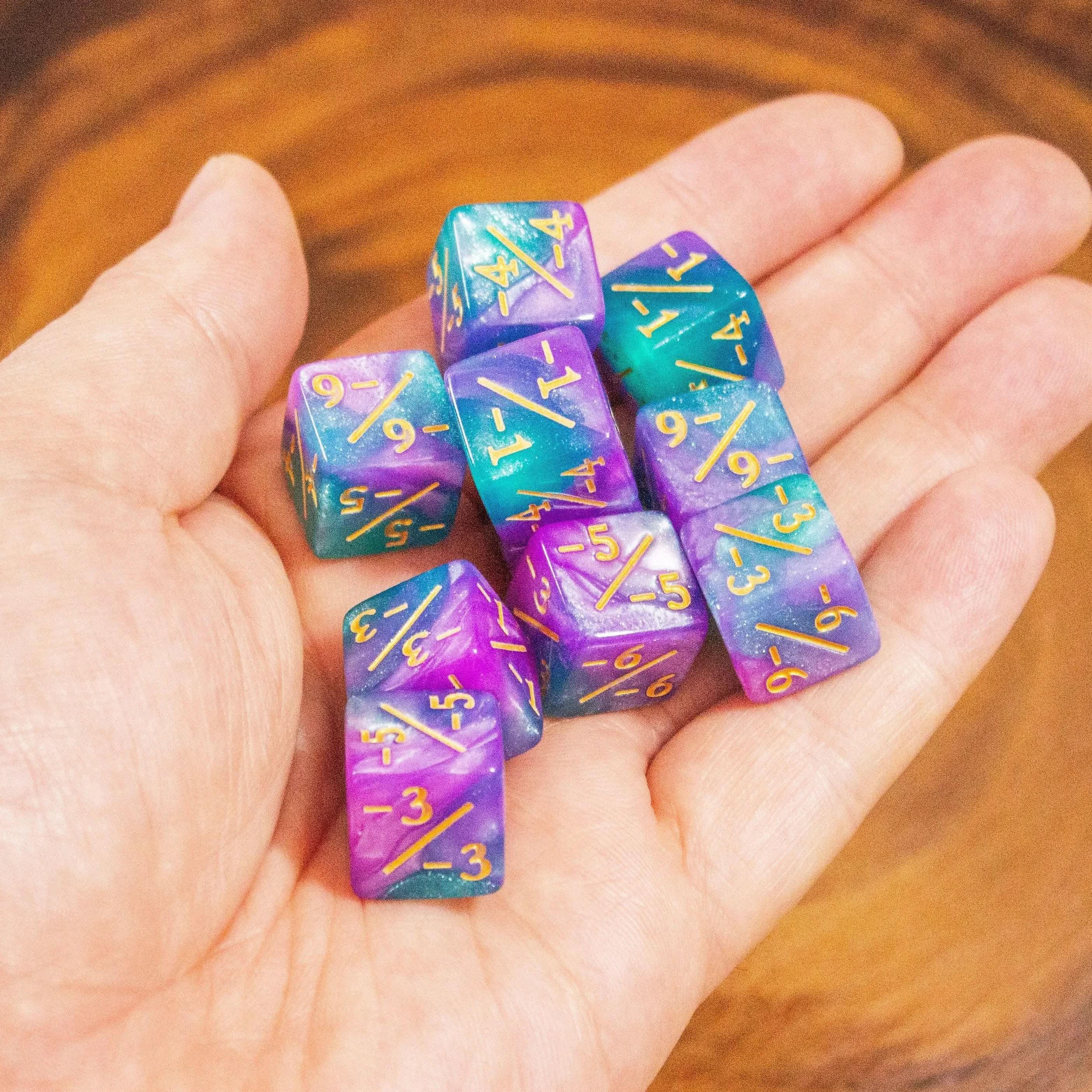 Purple and Green Galaxy Counter Dice! TCG Magic Counter +- Dice Magic Of The Gathering - MysteryDiceGoblins