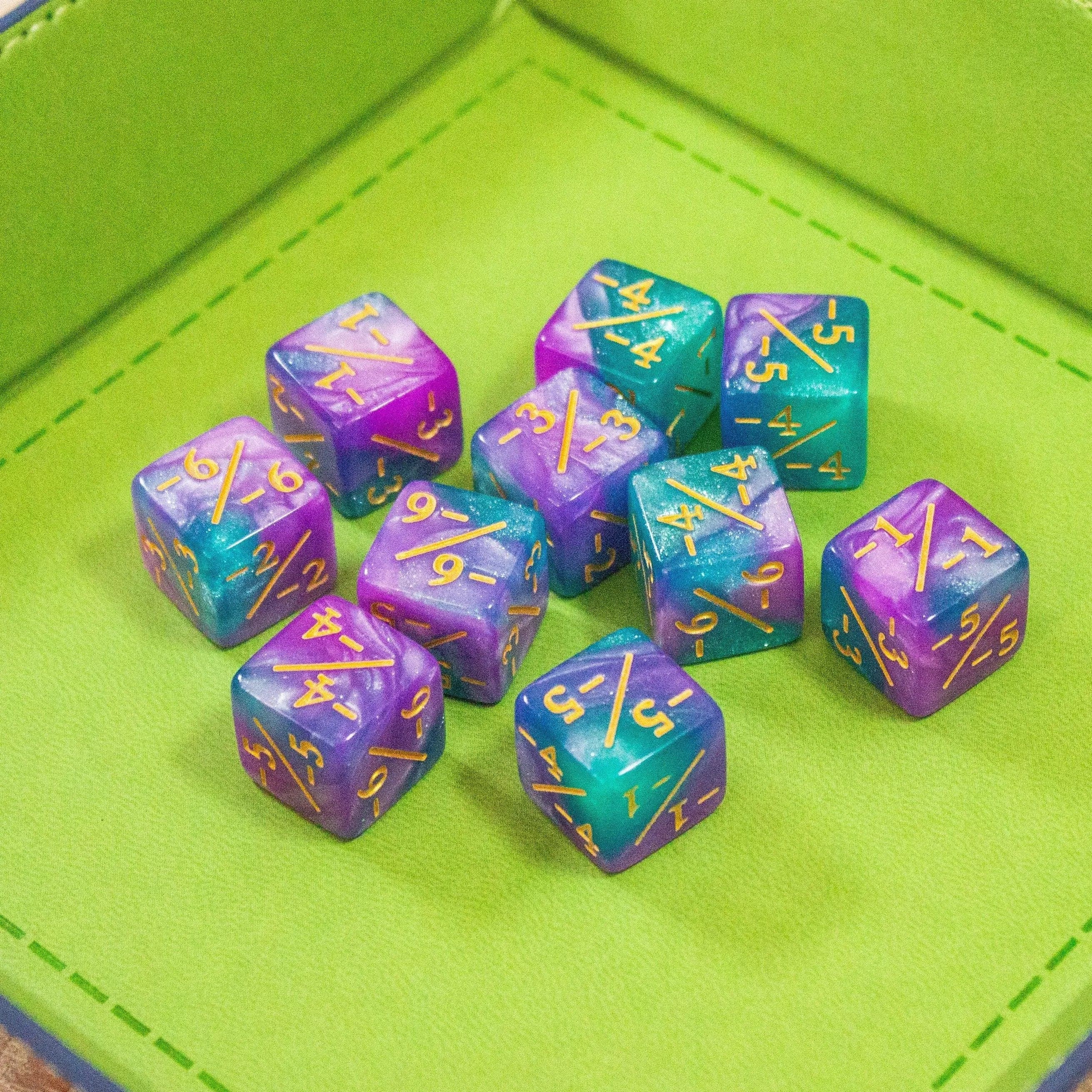 Purple and Green Galaxy Counter Dice! TCG Magic Counter +- Dice Magic Of The Gathering - MysteryDiceGoblins