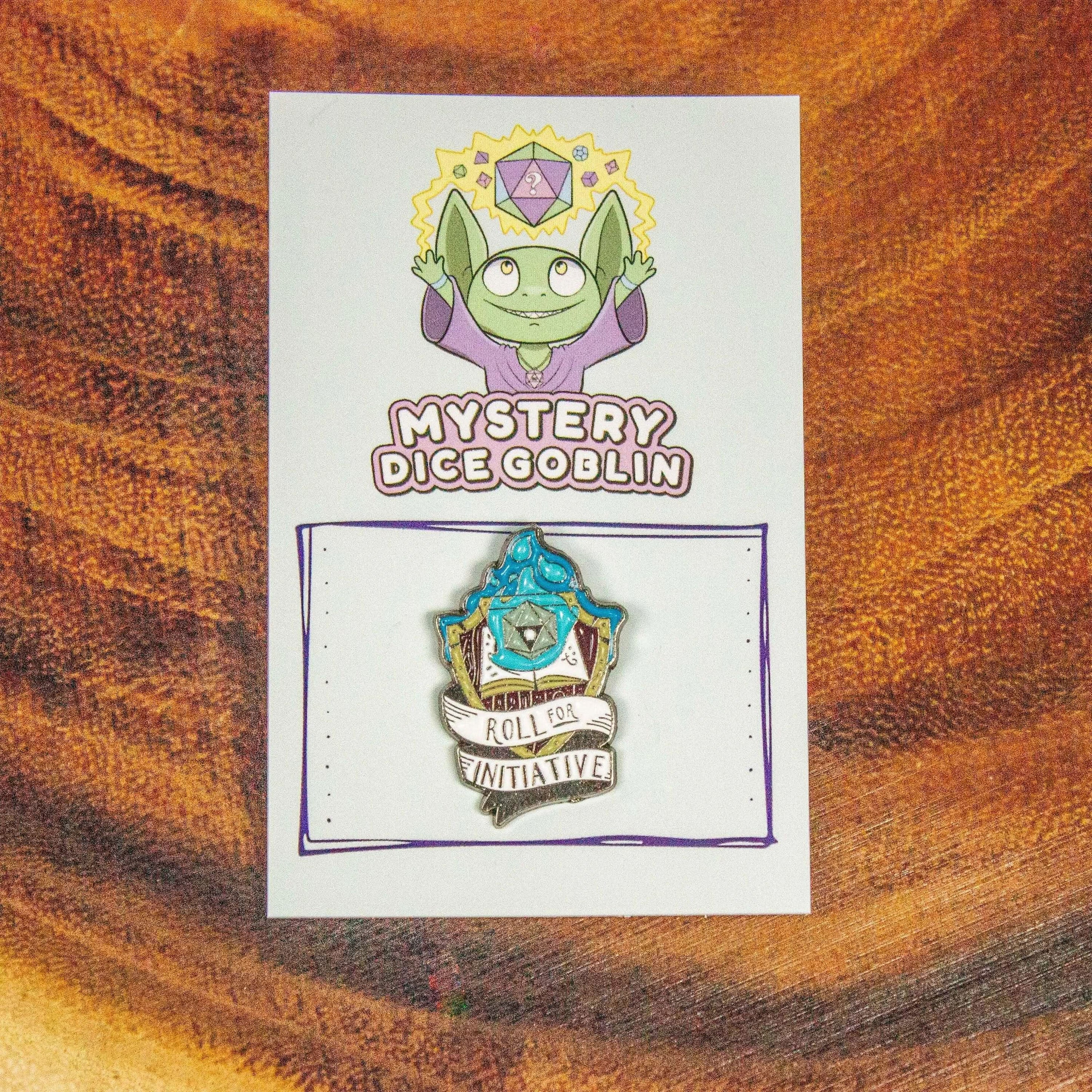 Roll For Initiative Pin Badge TTRPG  Enamel Pin Blue Black Yellow    - MysteryDiceGoblins