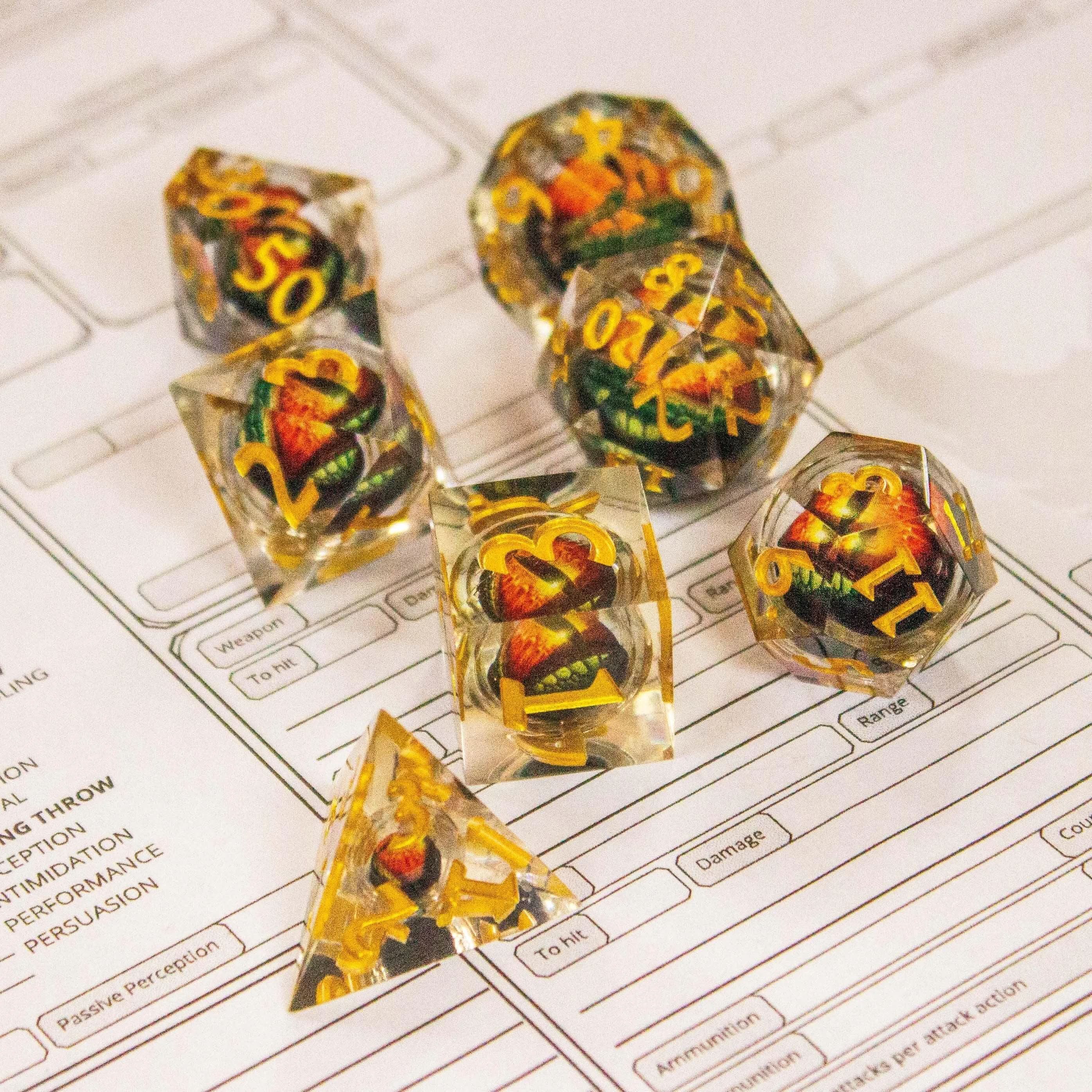 Liquid Core Orange Dragon Eye Dice
