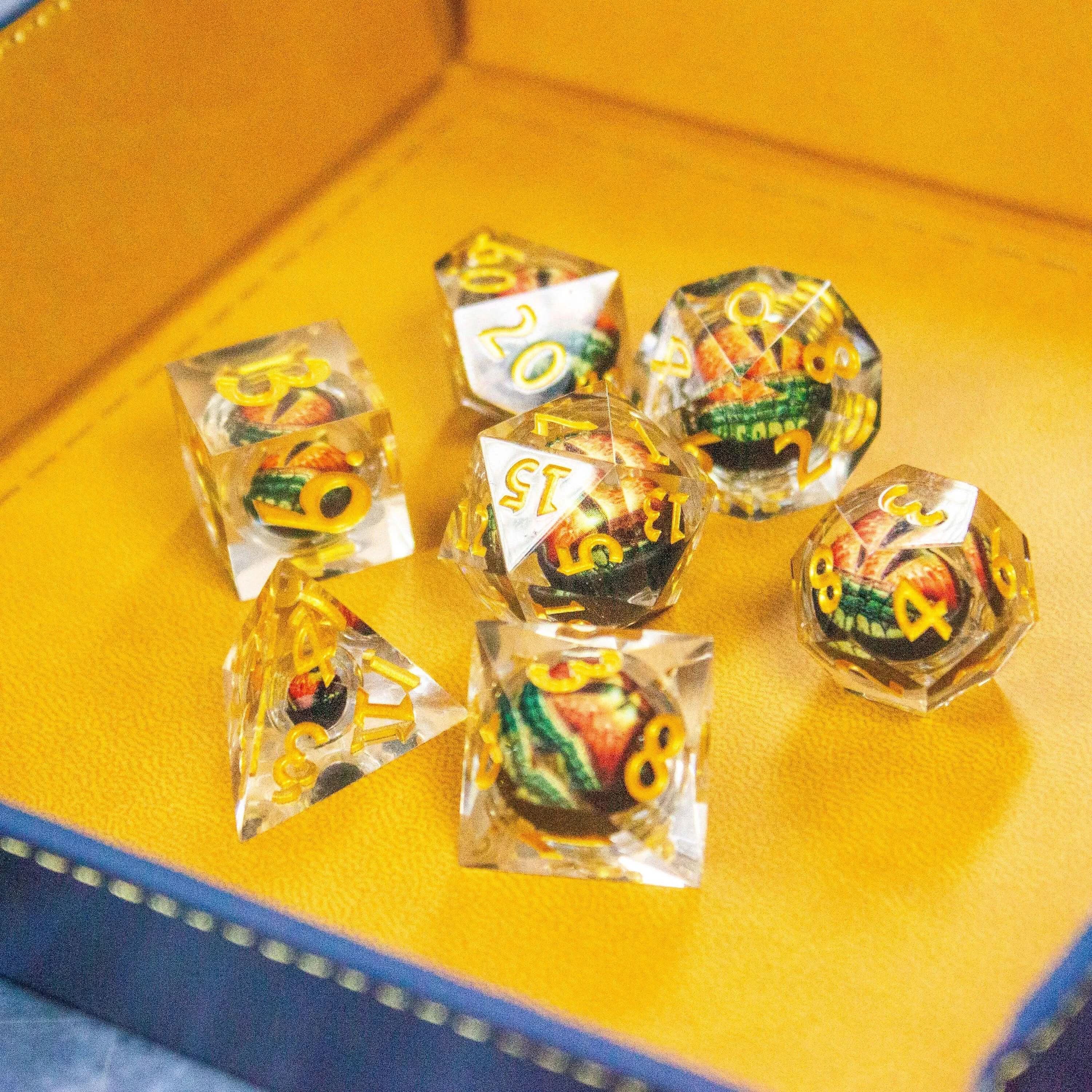 Liquid Core Orange Dragon Eye Dice