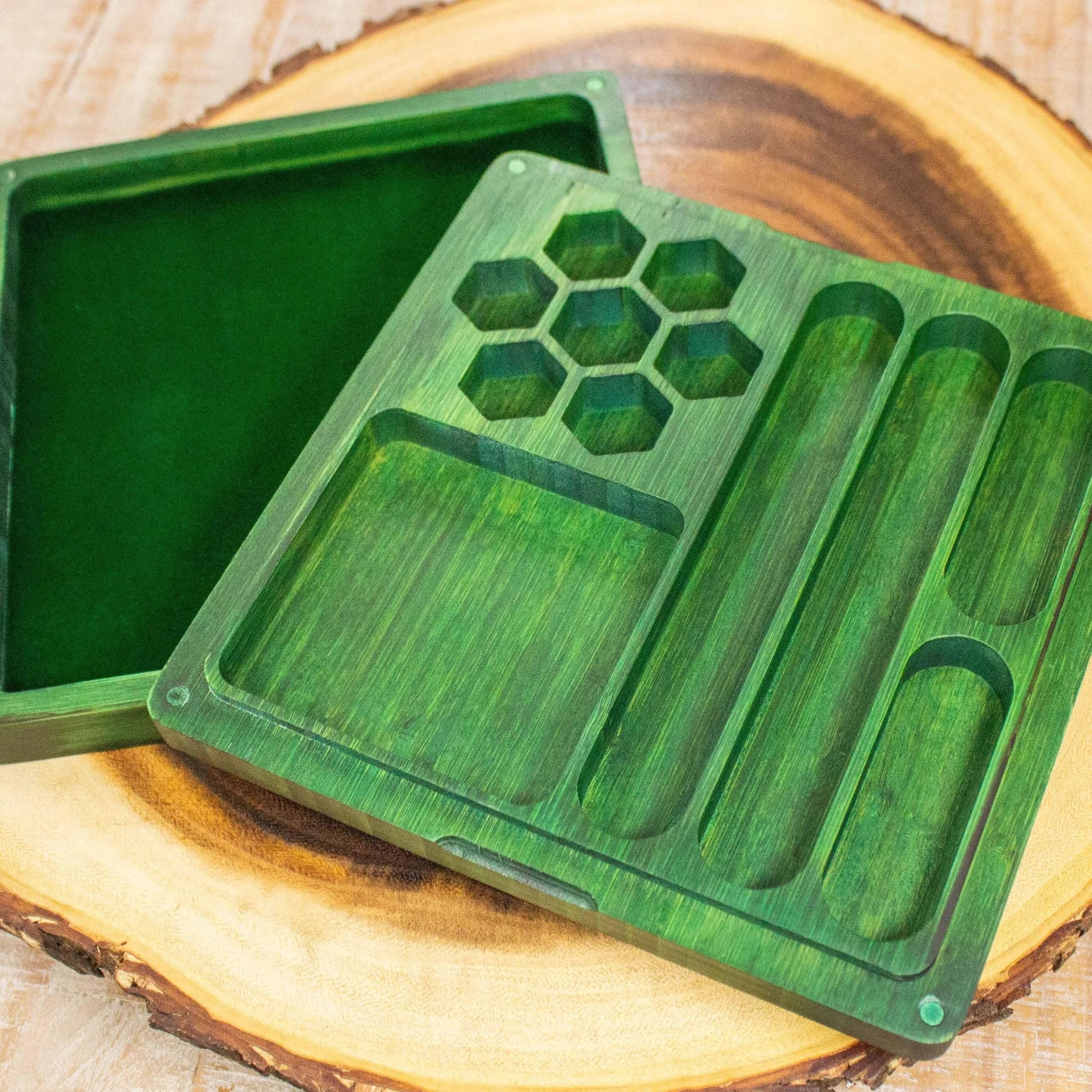 Wooden Dice Box    TTRPG  Multiple Colours Felt inside Premium Dice Tray Dice Case - MysteryDiceGoblins
