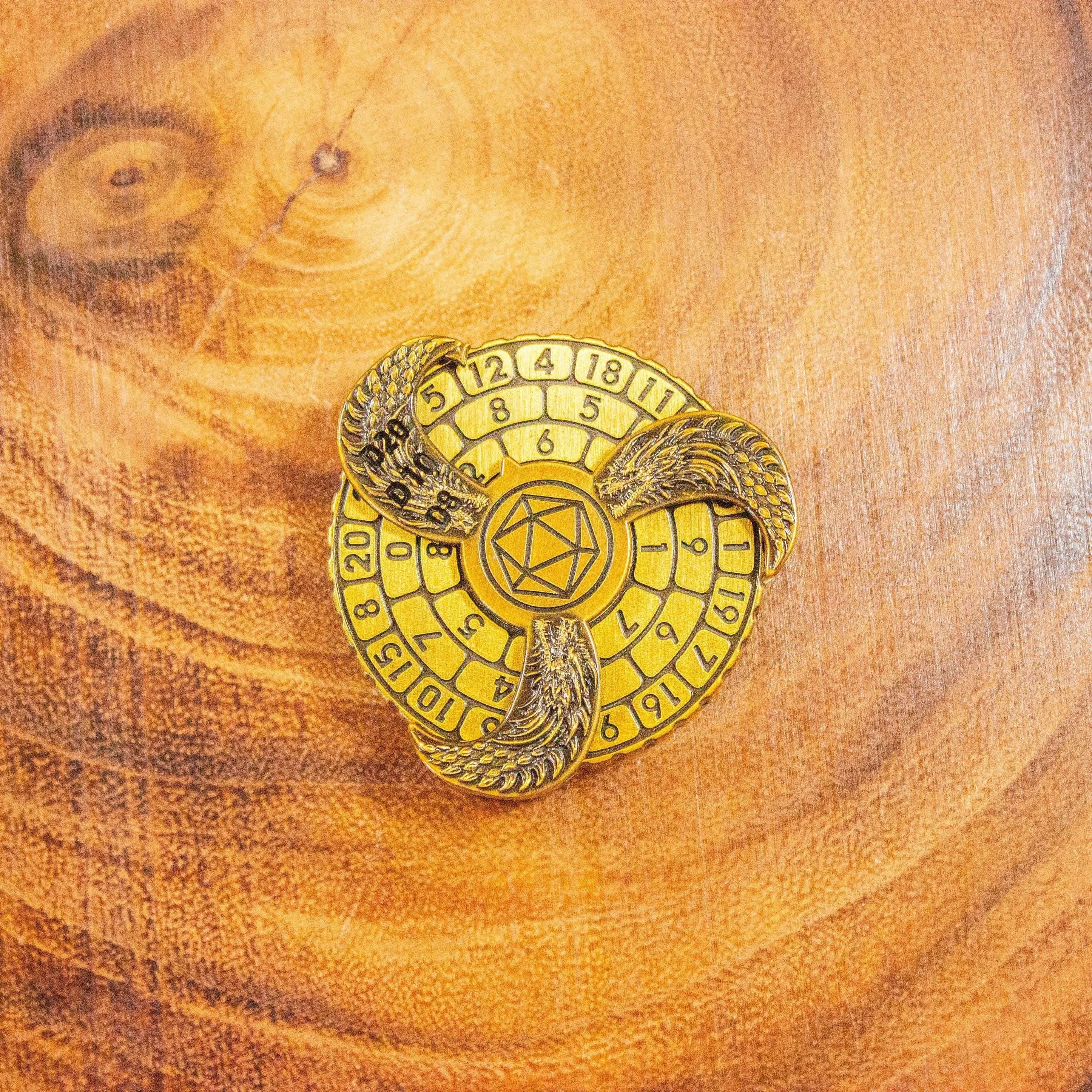 TTRPG  Spinner Dice, 7-in-1 Metal Fingertip Gyro D&D Dice for   , Dragon Compass Dice, 360 Rotatable Dice Gold or Silver - MysteryDiceGoblins