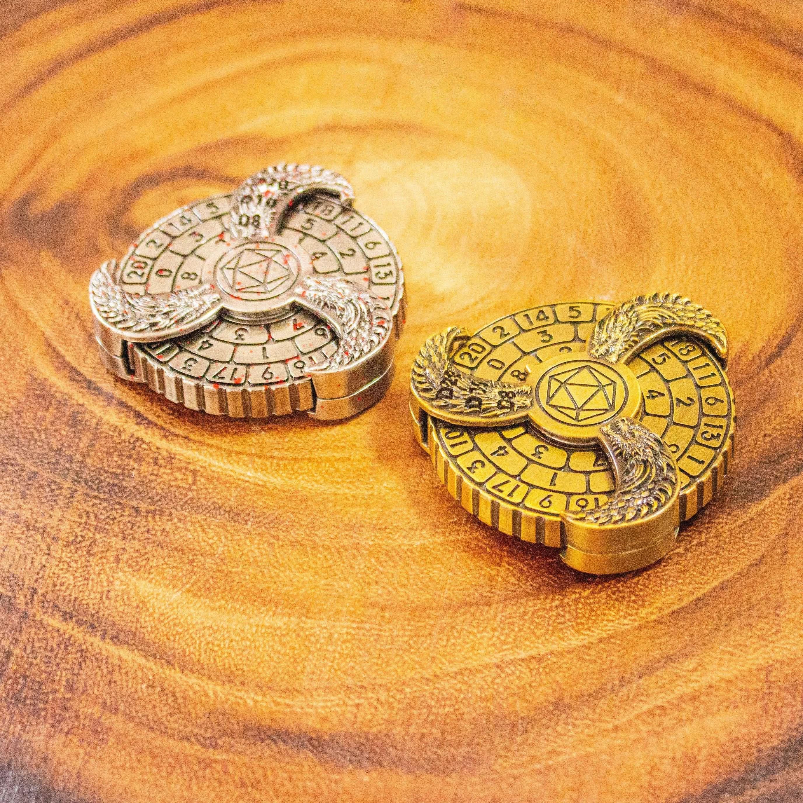 TTRPG  Spinner Dice, 7-in-1 Metal Fingertip Gyro D&D Dice for   , Dragon Compass Dice, 360 Rotatable Dice Gold or Silver - MysteryDiceGoblins