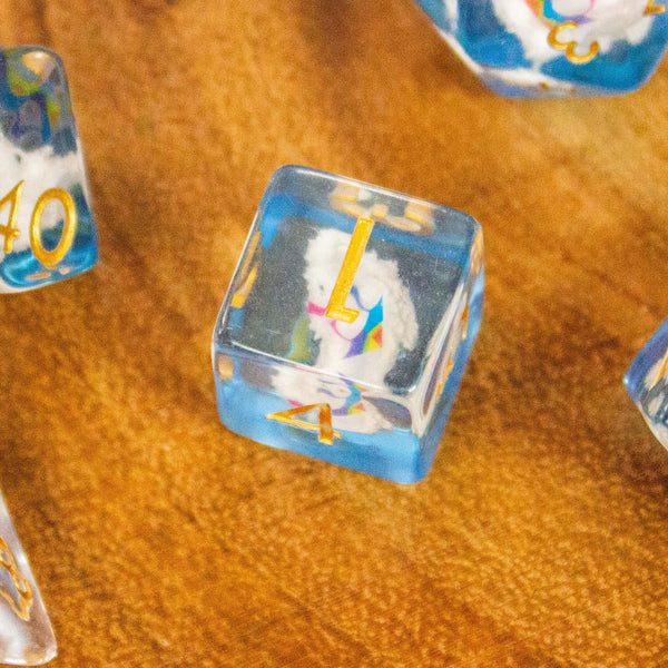 Cloudy Kites DnD Filled Dice Set| Dungeons and Dragons Transparent See through Dice (7) | Polyhedral Dice - MysteryDiceGoblins
