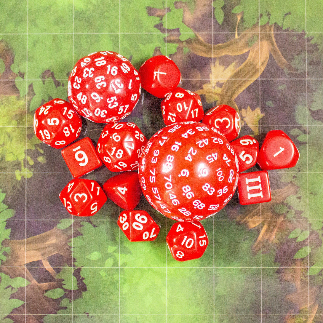 Block Red with White Numbering Dnd RPG 15 Piece Dice Set Zocchi Polyhedral dice Set D100 dice D60 dice D30 Dice - MysteryDiceGoblins