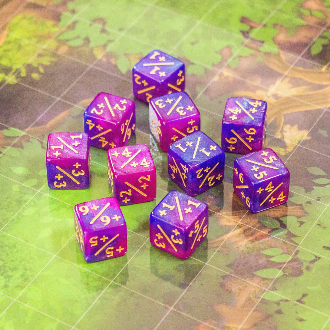 Pink and Purple Galaxy Counter Dice! TCG Magic Counter +- Dice Magic Of The Gathering - MysteryDiceGoblins