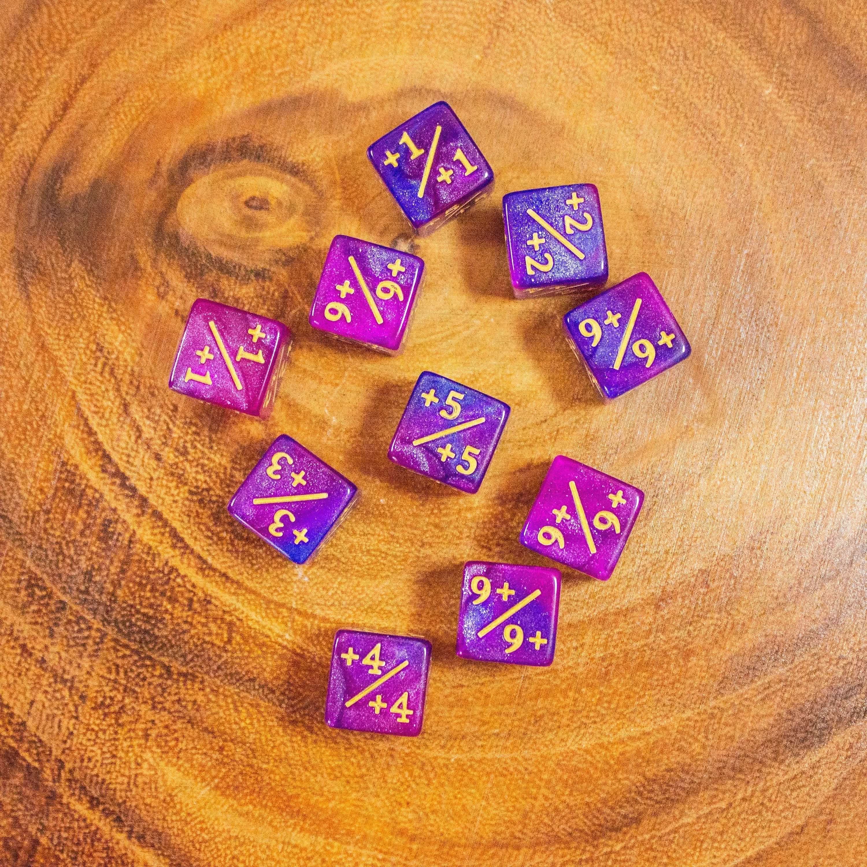 Pink and Purple Galaxy Counter Dice