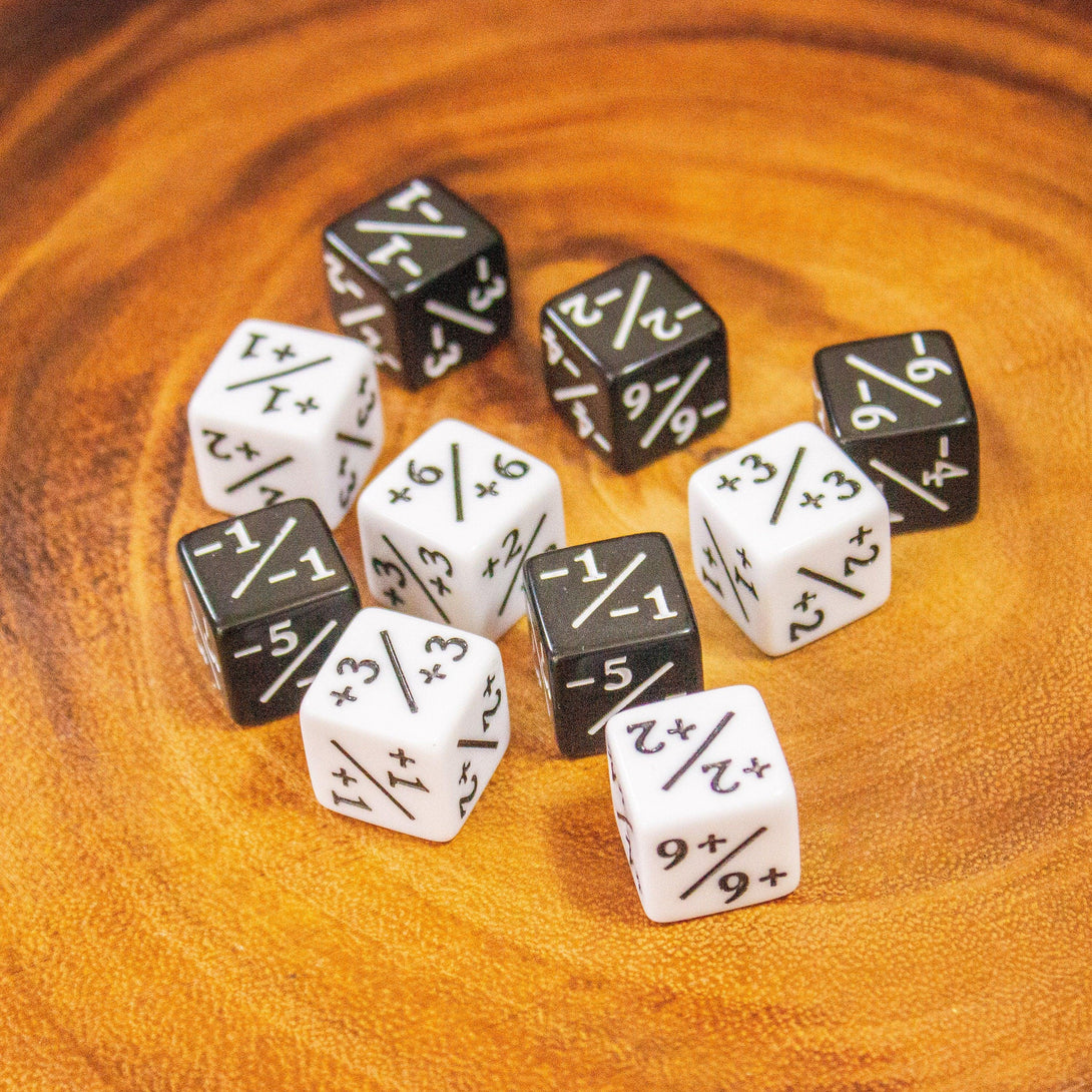 Black and White Block Counter Dice! TCG Magic Counter +- Dice Magic Of The Gathering - MysteryDiceGoblins