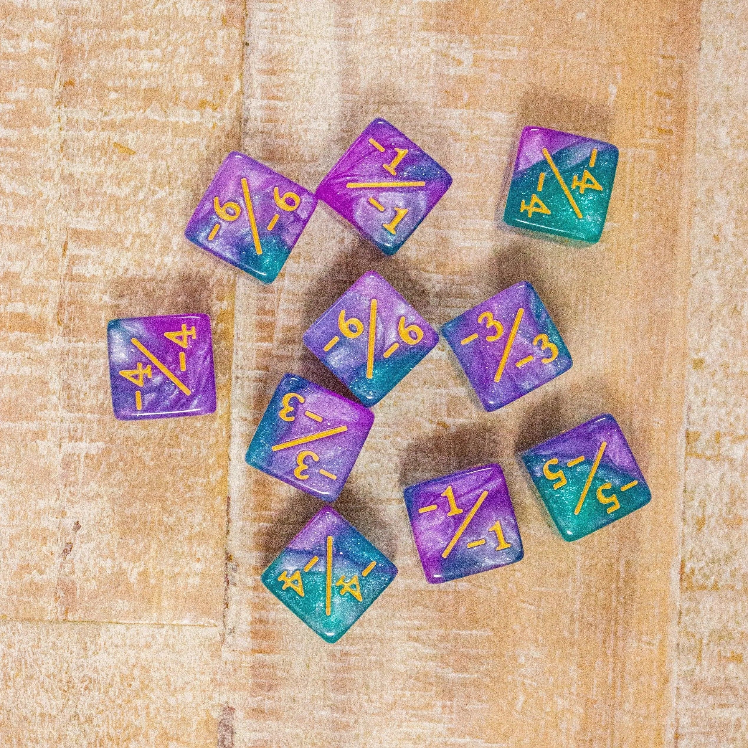 Purple and Green Galaxy Counter Dice! TCG Magic Counter +- Dice Magic Of The Gathering - MysteryDiceGoblins