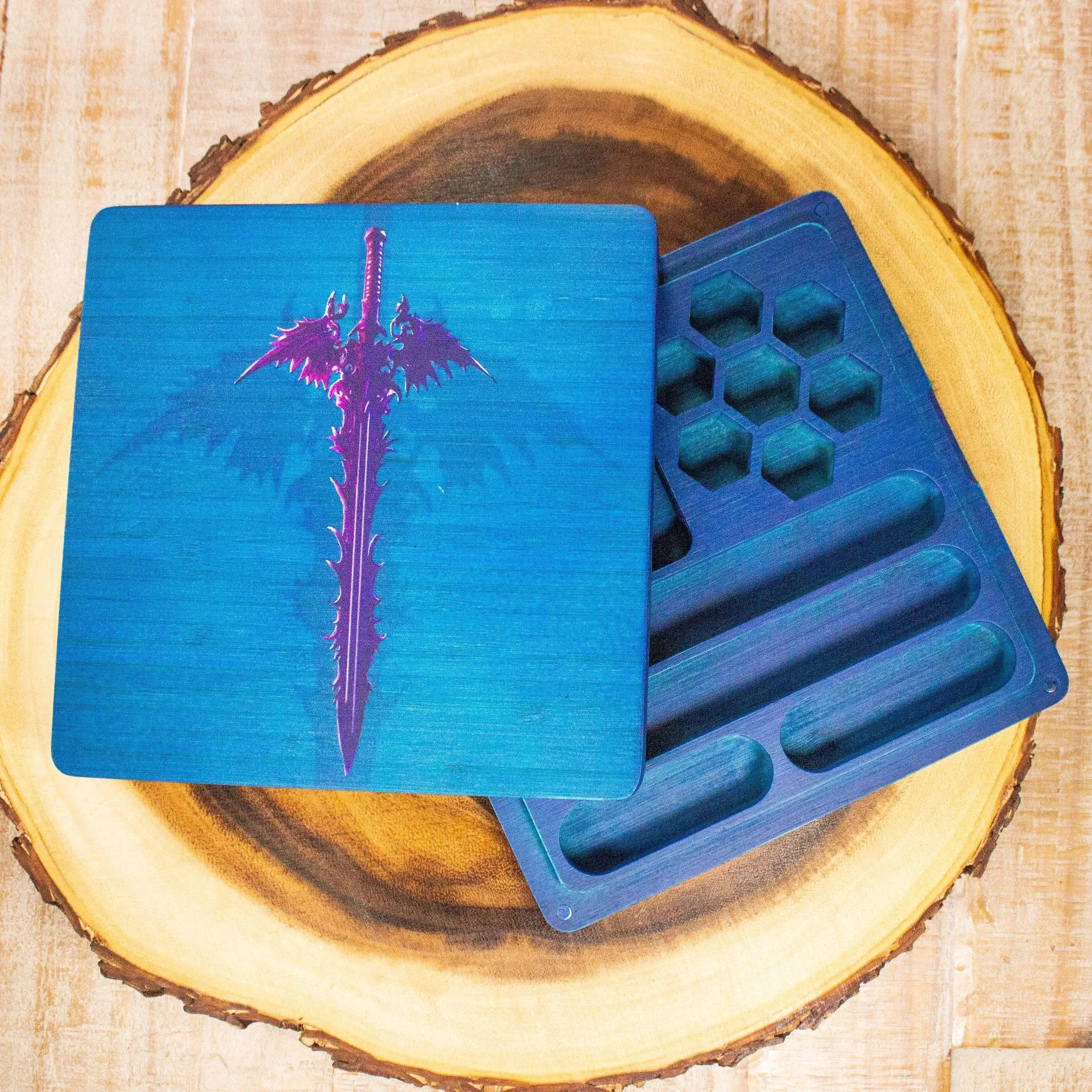 Wooden Dice Box    TTRPG  Multiple Colours Felt inside Premium Dice Tray Dice Case - MysteryDiceGoblins