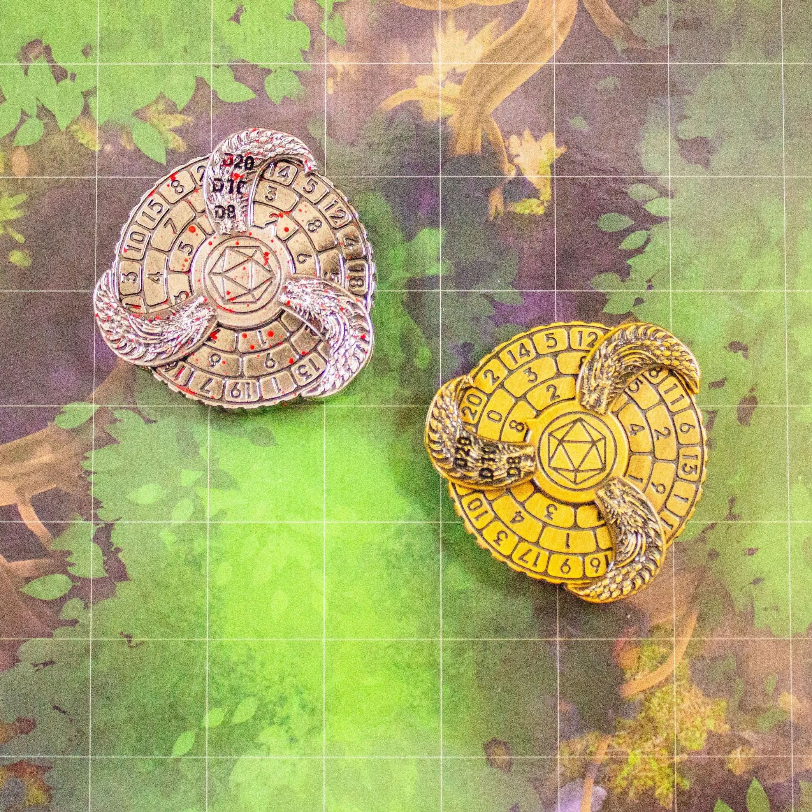 TTRPG  Spinner Dice, 7-in-1 Metal Fingertip Gyro D&D Dice for   , Dragon Compass Dice, 360 Rotatable Dice Gold or Silver - MysteryDiceGoblins