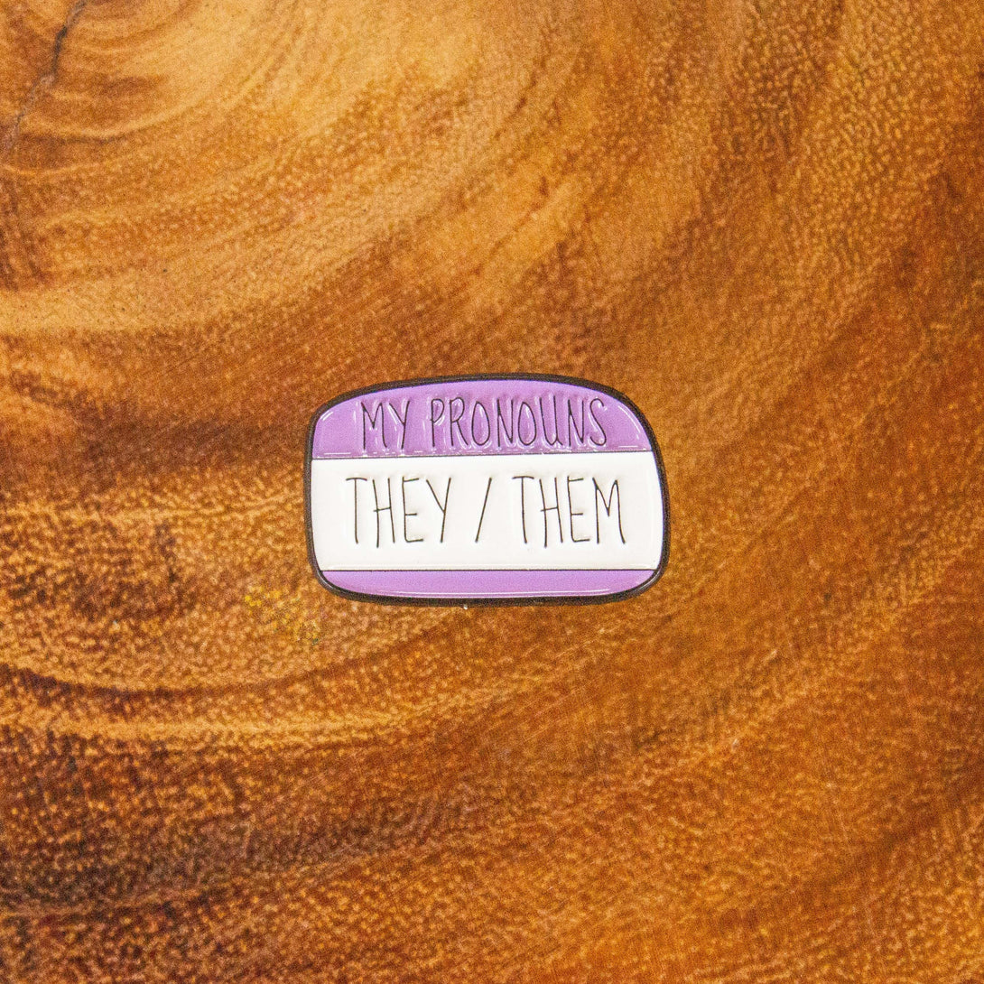 They/Them Enamel Pin, Purple and White Non-binary they them pronoun badge pride - MysteryDiceGoblins