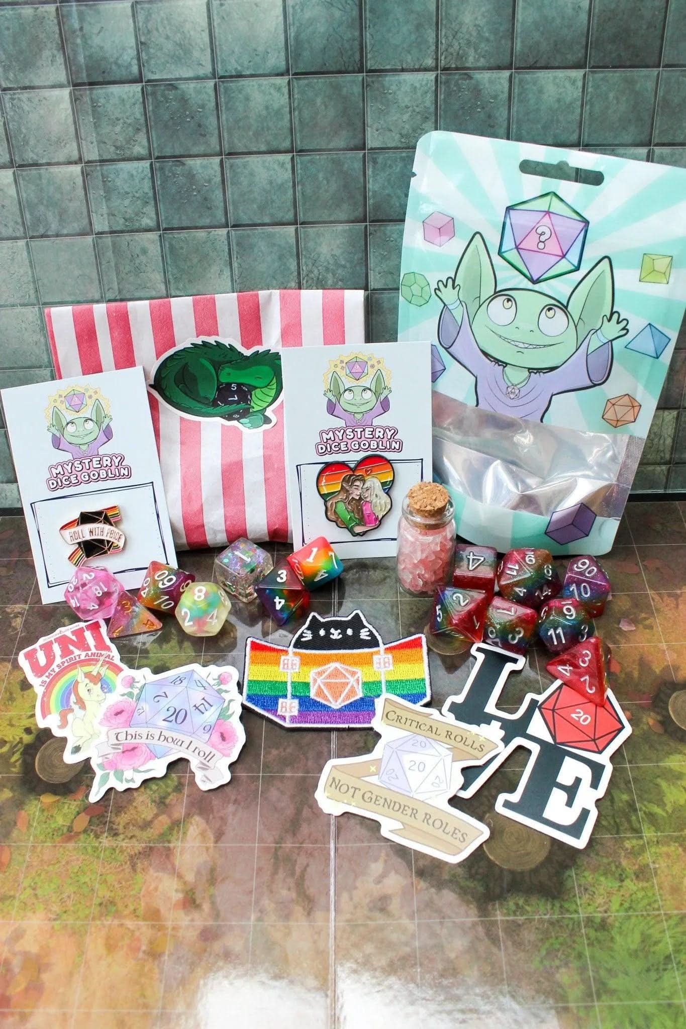 TTRPG  Roll with Pride Dice Gift Box | Pride Pack | LGBTQIA+ | Rainbow Dice | Trans Dice | Non-Binary Dice | A-sexual Dice | Lesbian | Bisexual - MysteryDiceGoblins
